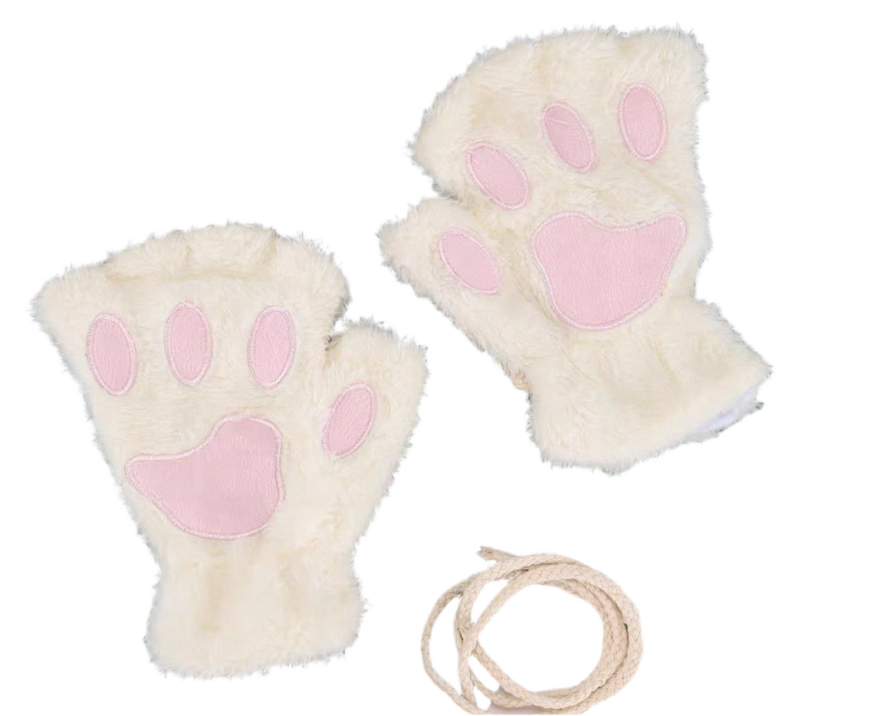 Fur Kitten Mittens White