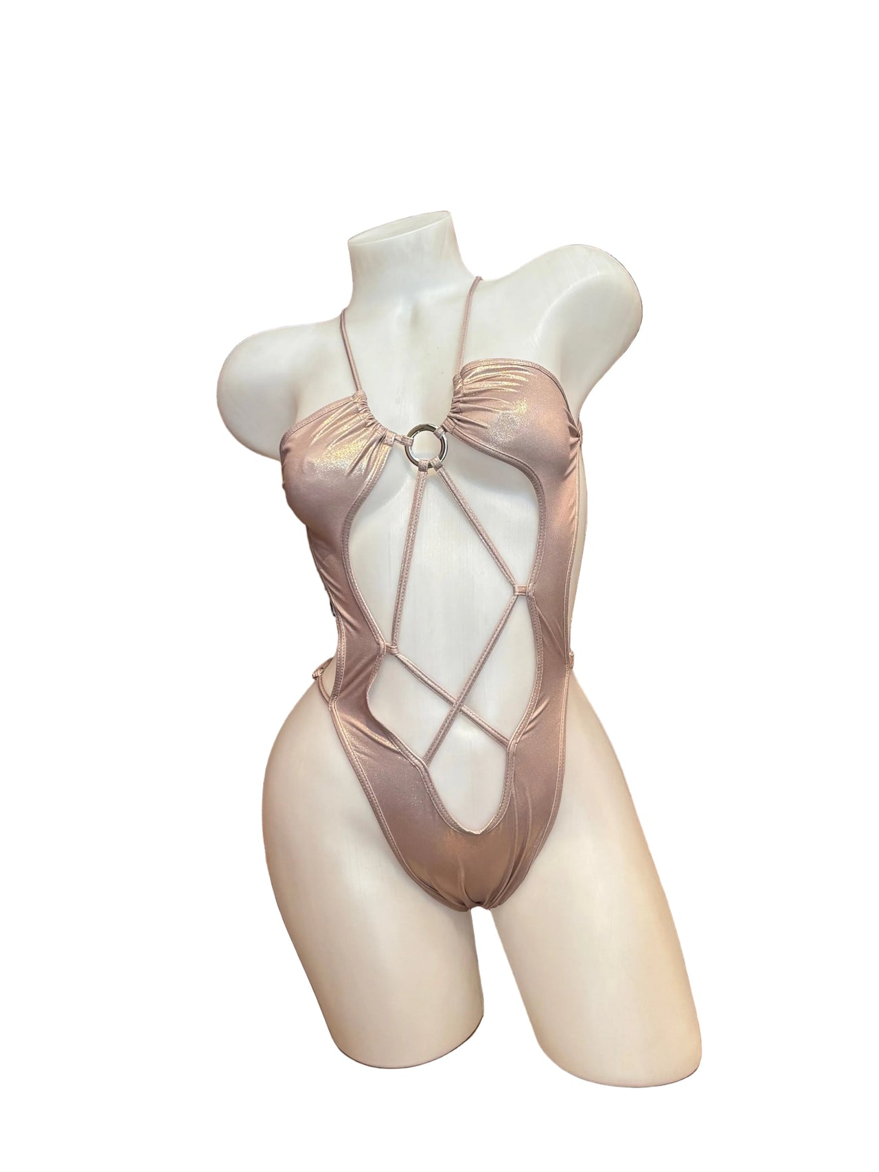 Strappy O-Ring Bodysuit Champagne - Model Express Vancouver