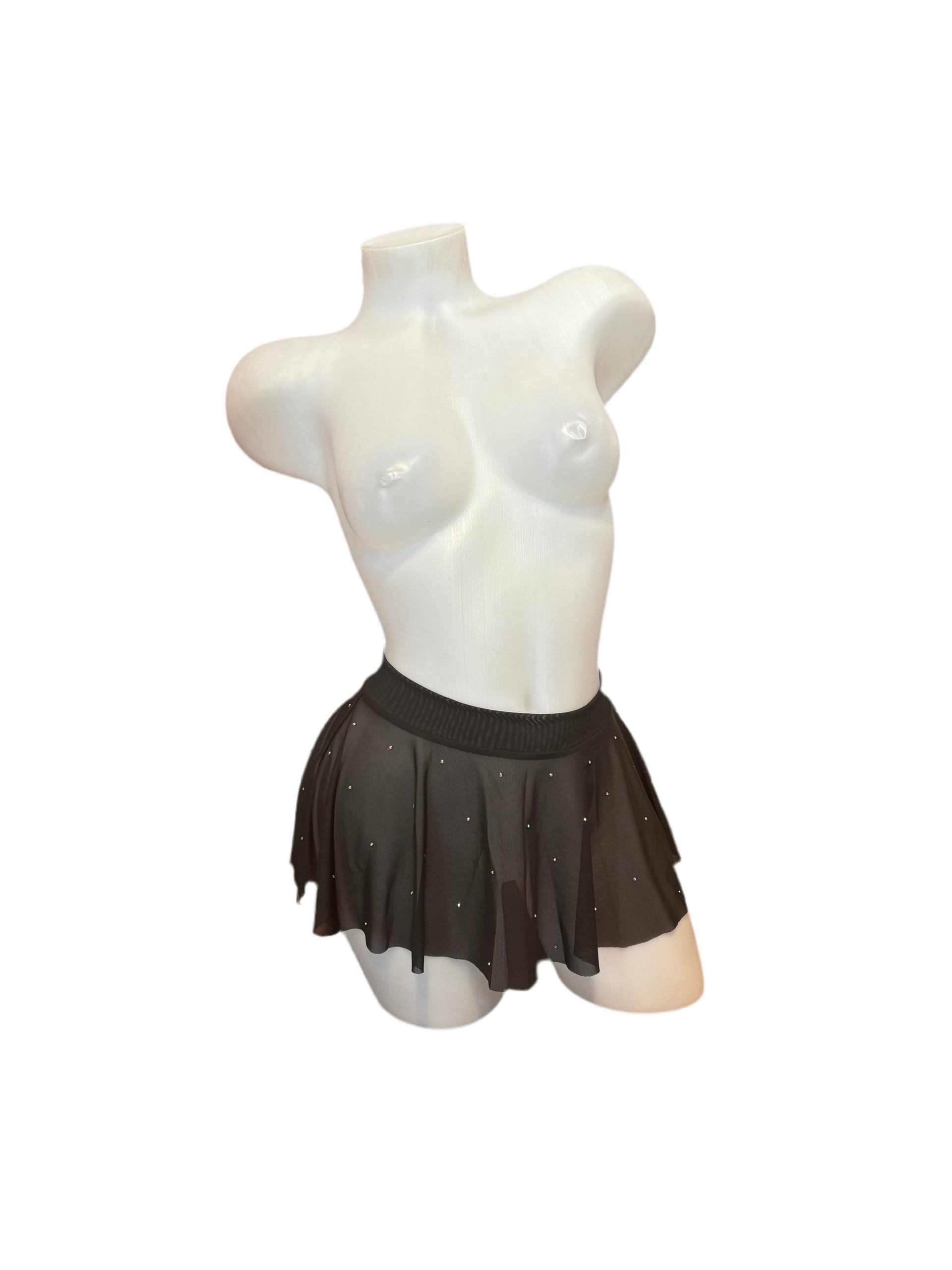 Crystal Flare Mini Skirt Black - Model Express Vancouver