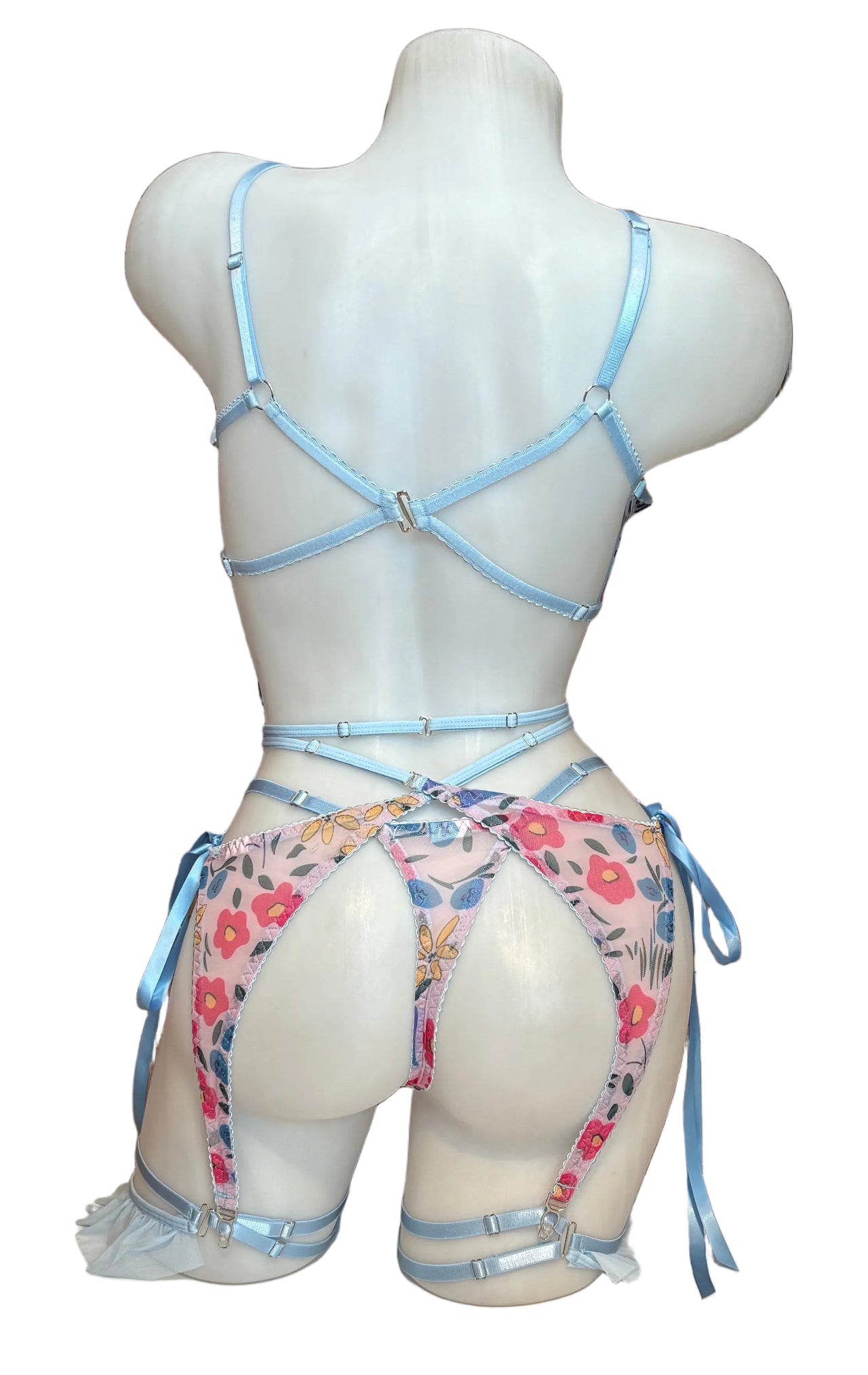 Floral Cut Out Underwire Mesh Set