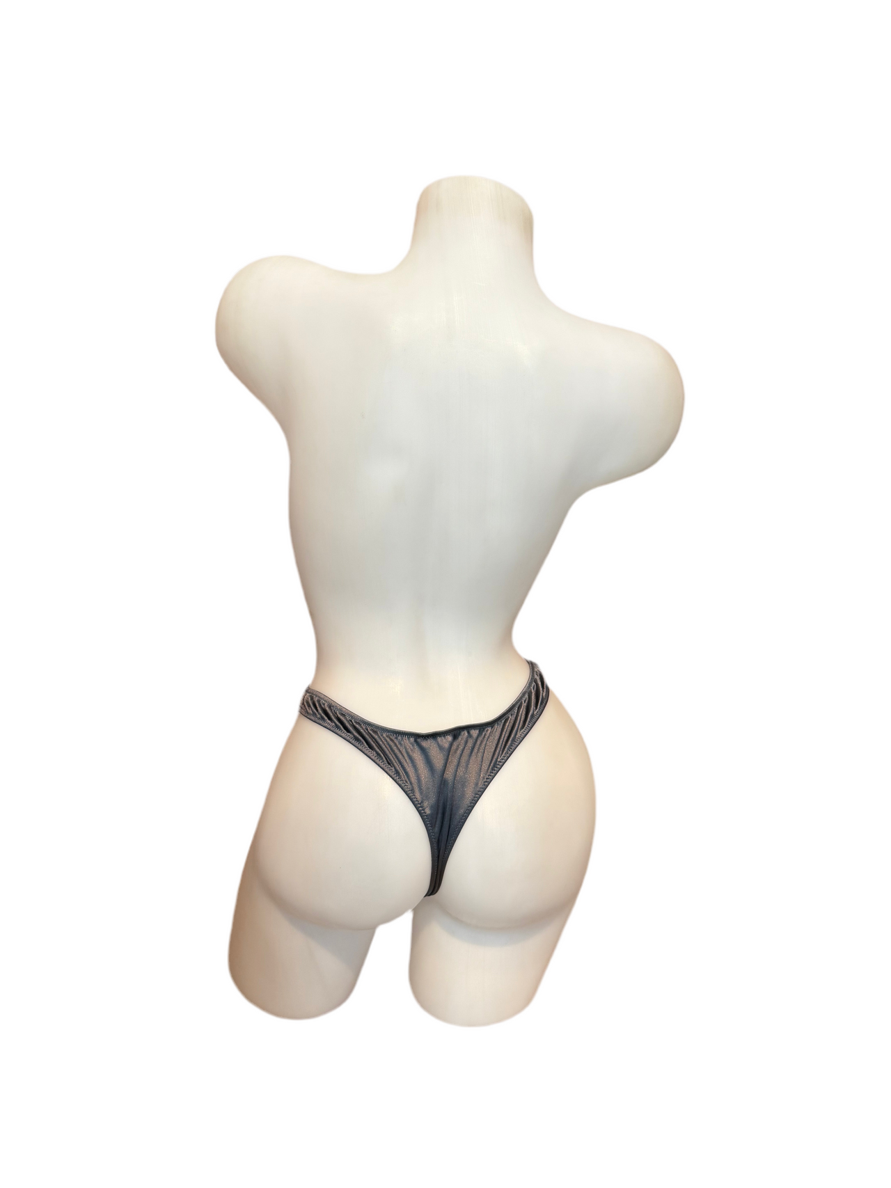 Glossy T-Back Thong No Clip - Charcoal