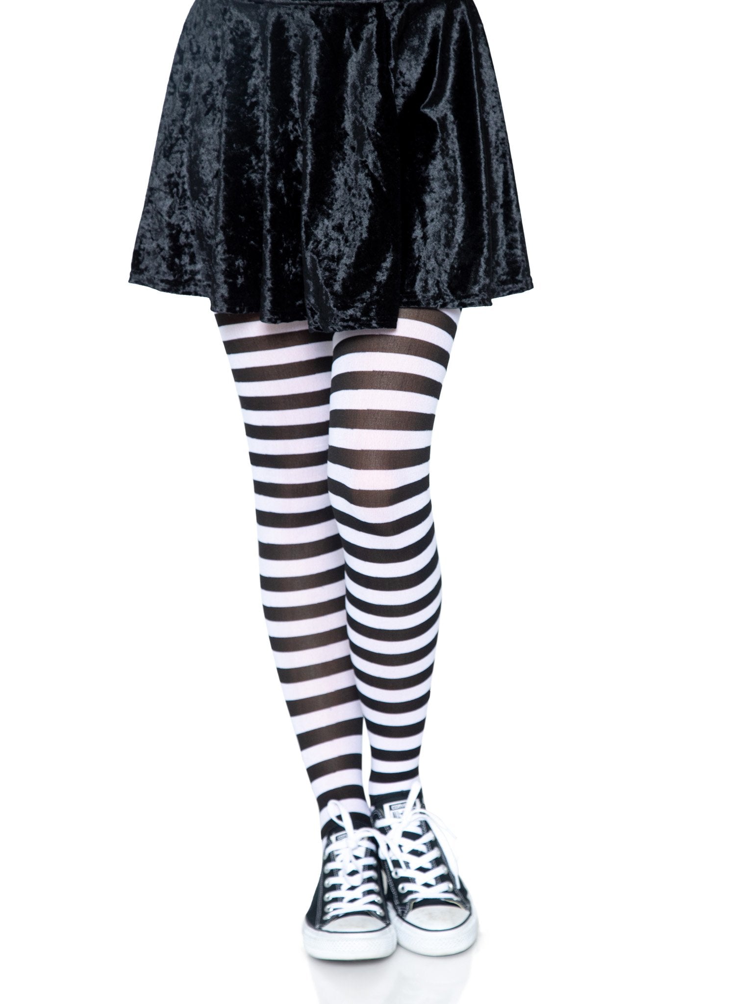 Nylon Striped Tights - Black/White - Model Express Vancouver