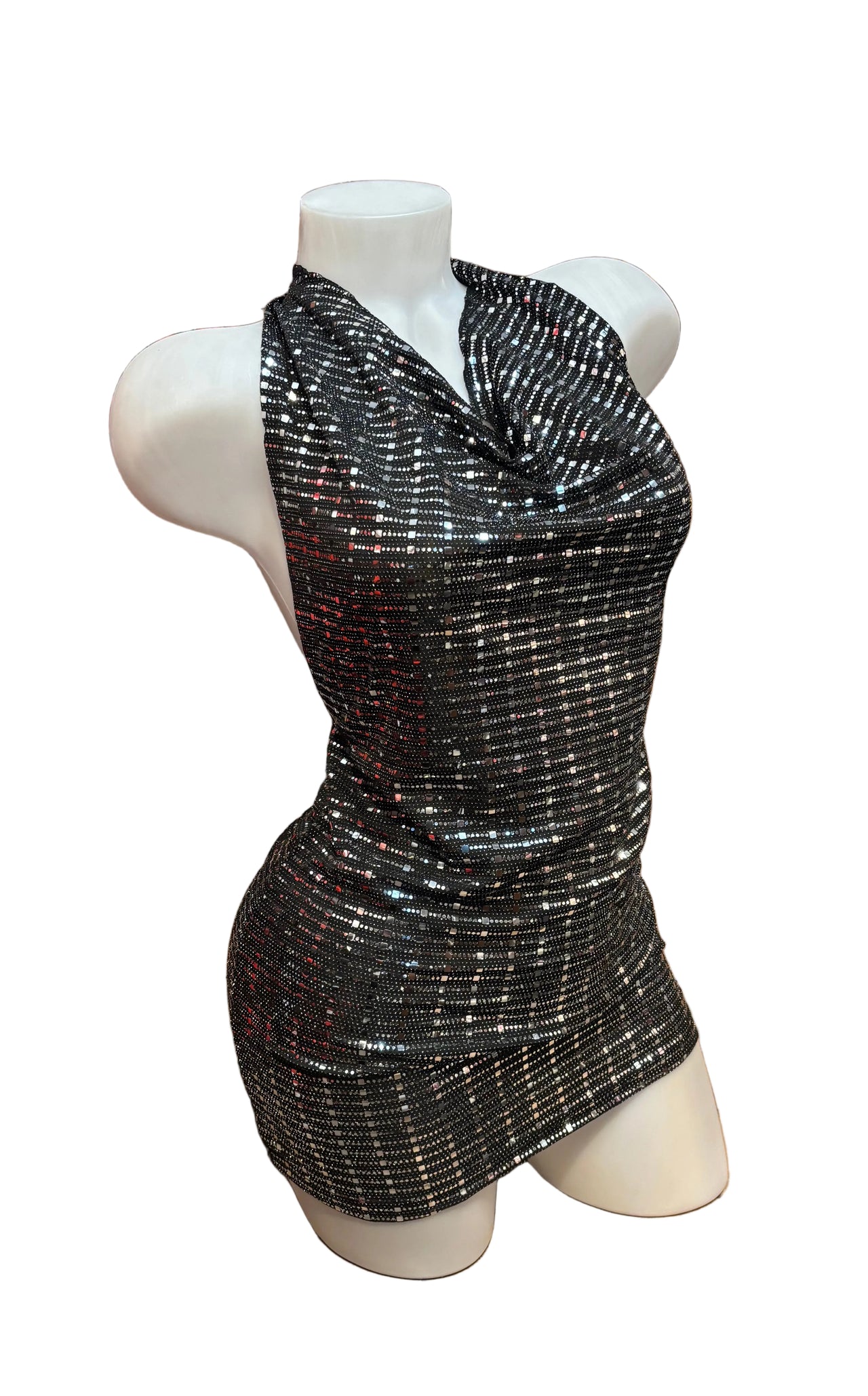 Disco Cowl Neck Dress
