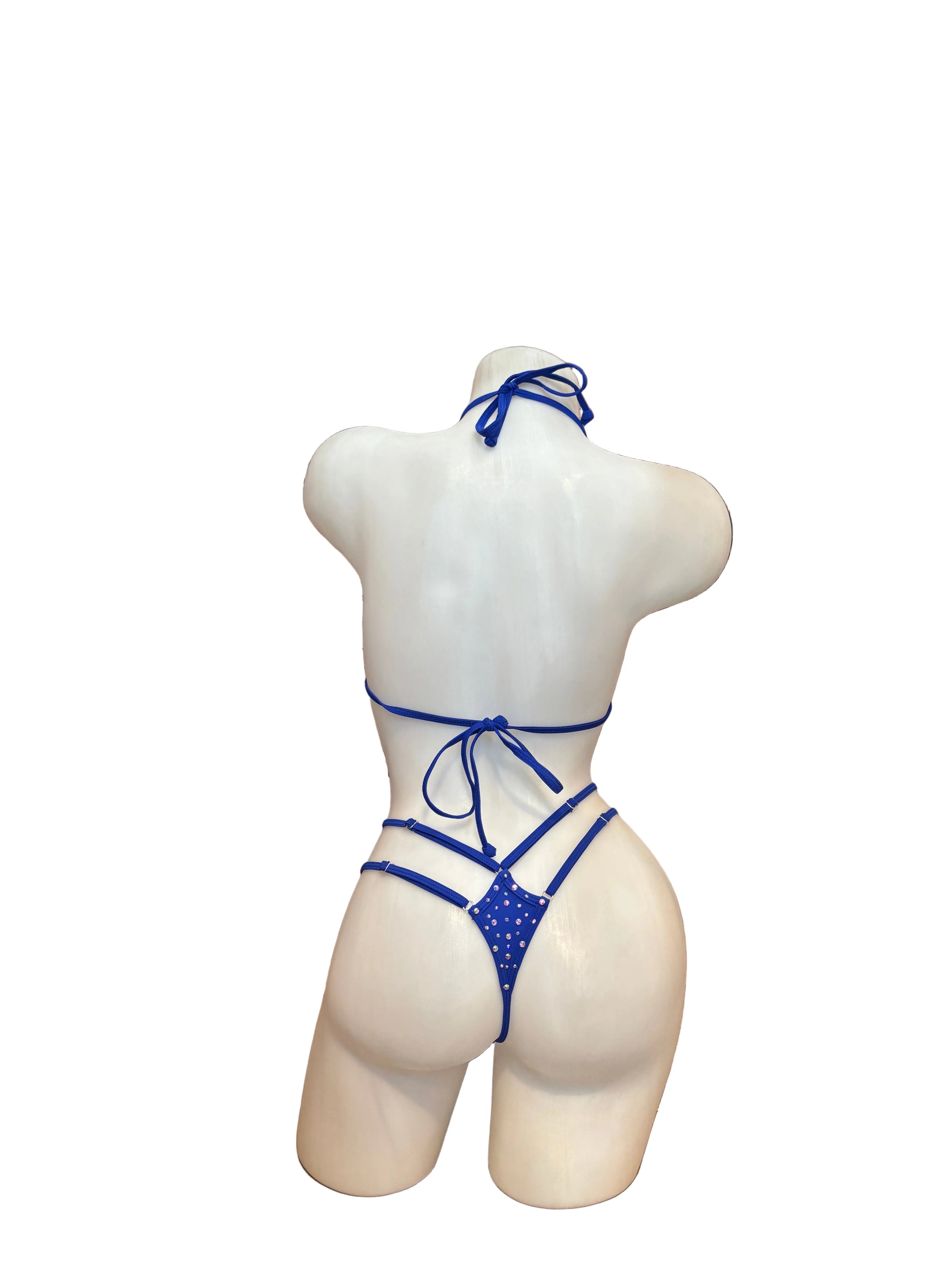 Crystal Diamond Cut Bikini Set Royal Blue - Model Express Vancouver
