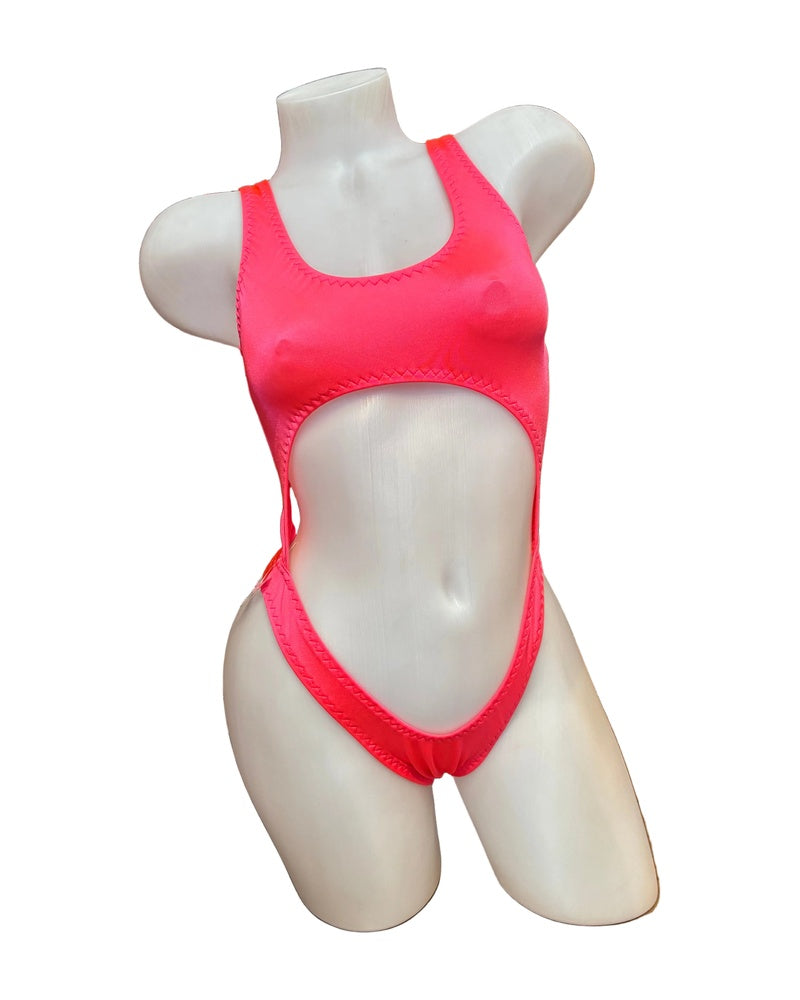Bralette Top Thong Back Bodysuit Coral - Model Express Vancouver
