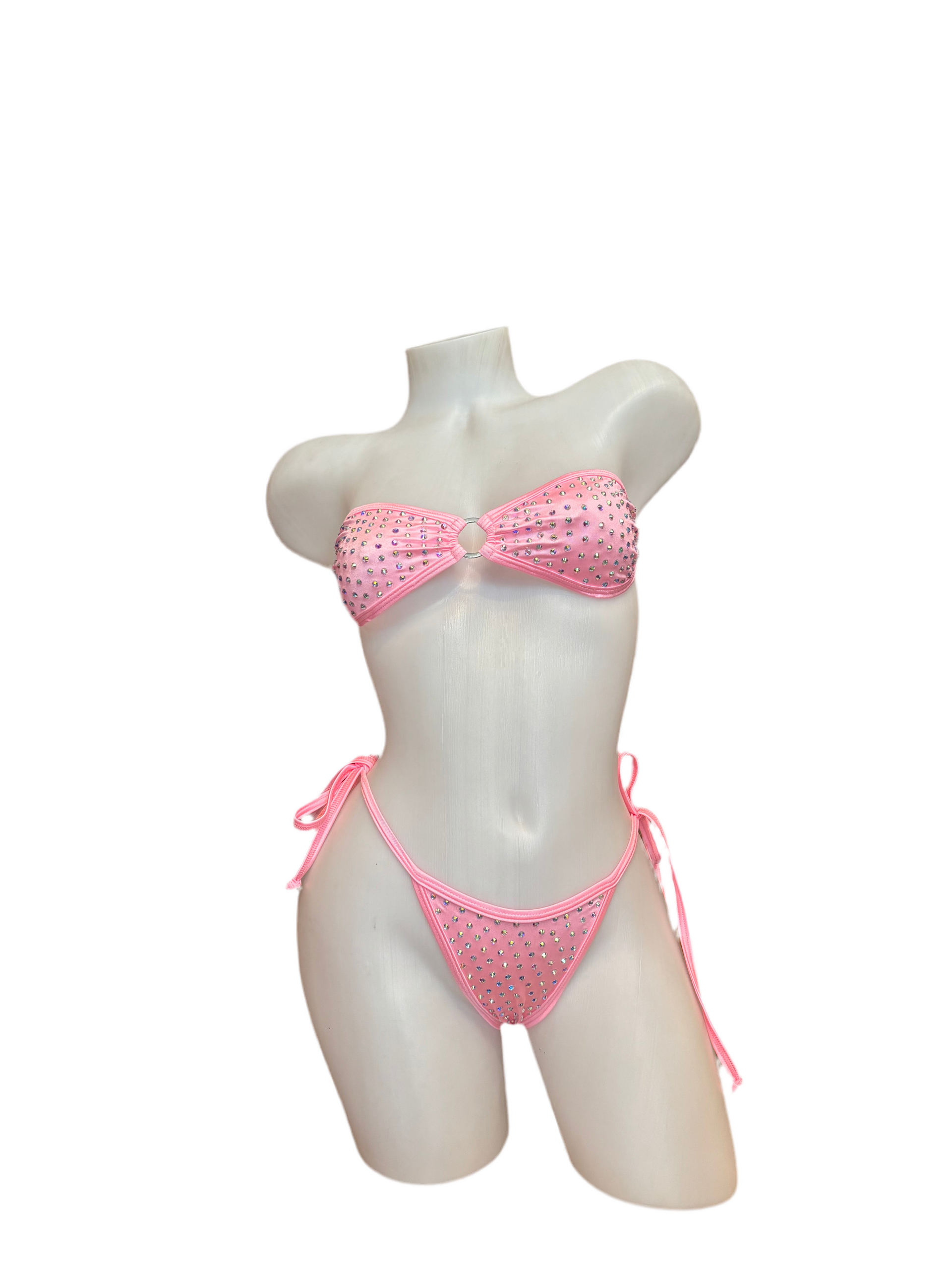 Rhinestone Tie Bandeau Baby Pink - Model Express Vancouver