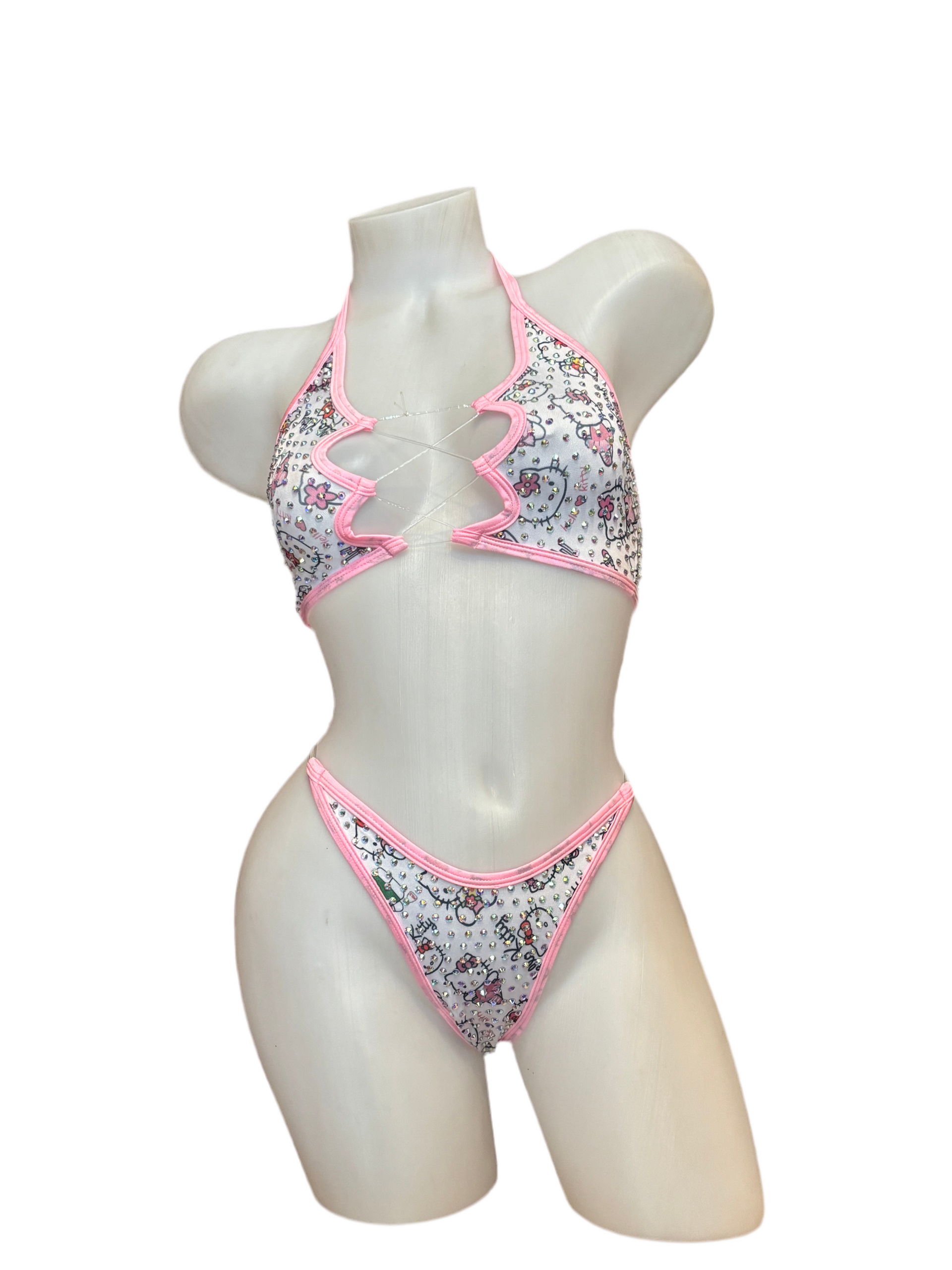 Rhinestone Zig Zag Halter and High Waisted Panty Hello Kitty - Model Express Vancouver