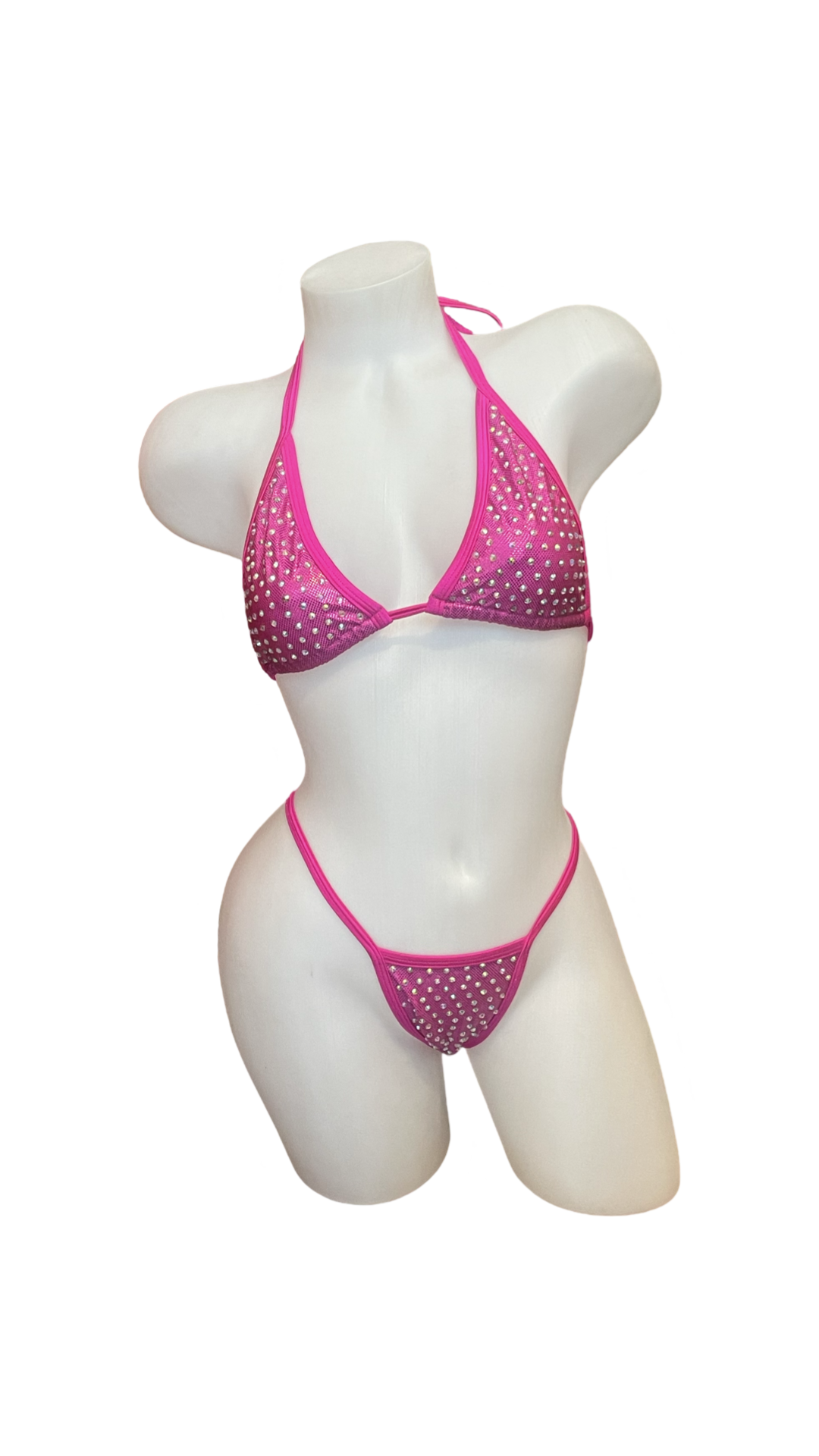 Rhinestone Bikini Metallic Hot Pink