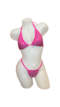 Rhinestone Bikini Metallic Hot Pink