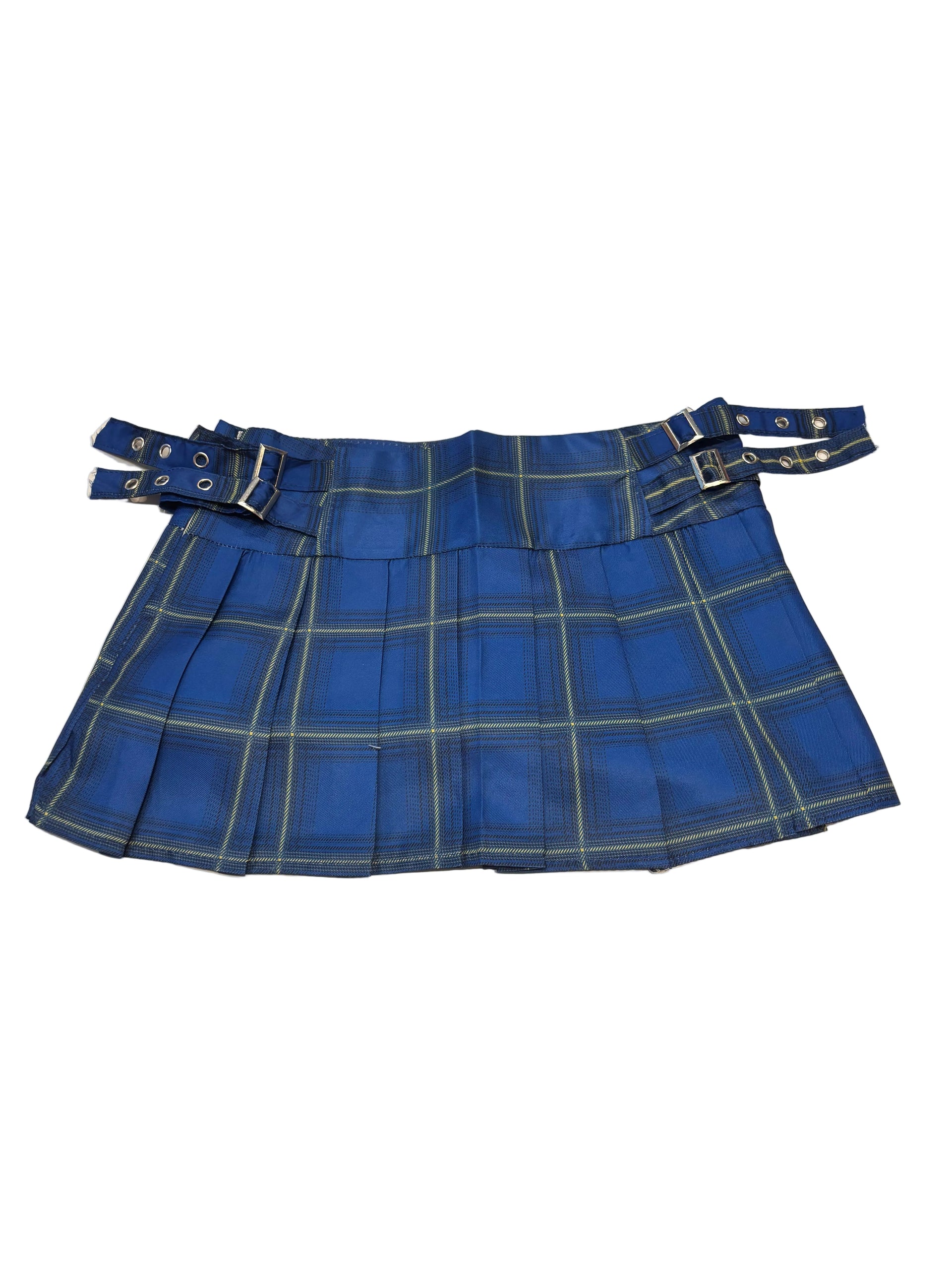 Pleated Mini Skirt with Buckles Blue - Model Express Vancouver