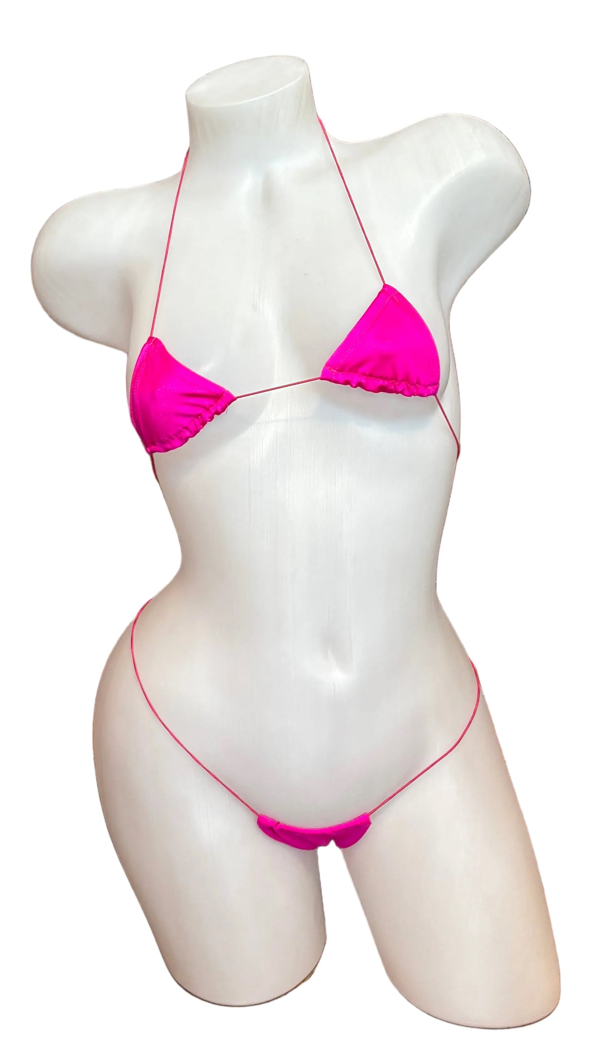 Neon pink Micro Nudie Bikini lingerie by BL featuring a minimalistic, revealing design in bright, vibrant color.
