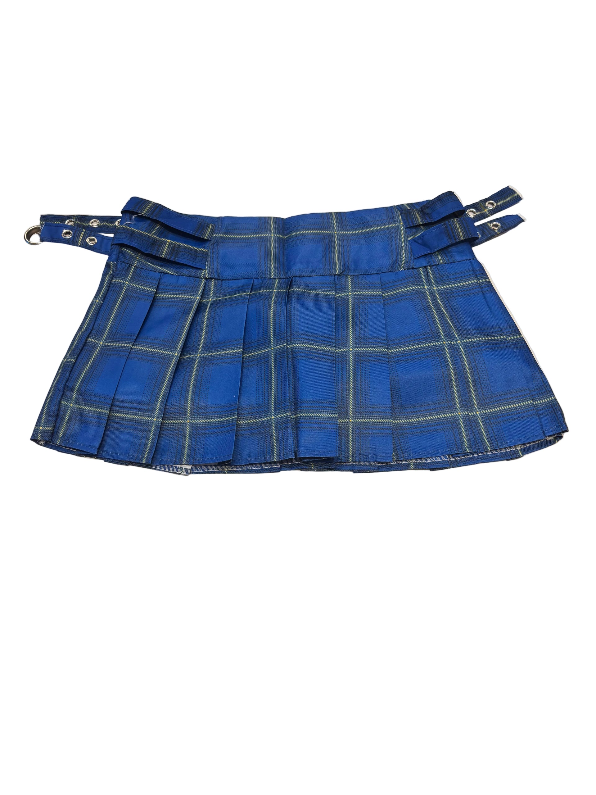 Pleated Mini Skirt with Buckles Blue - Model Express Vancouver