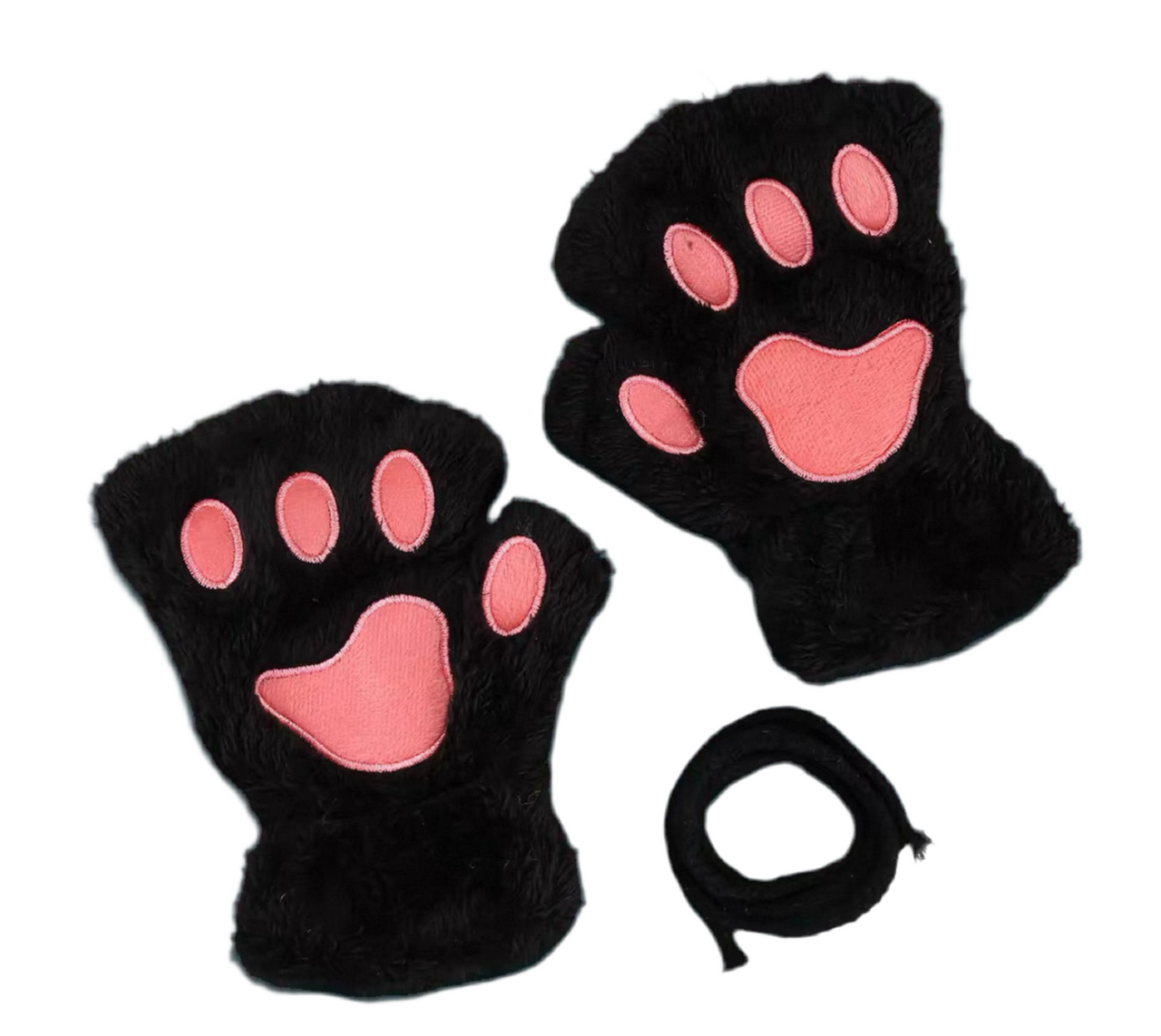 Fur Kitten Mittens Black