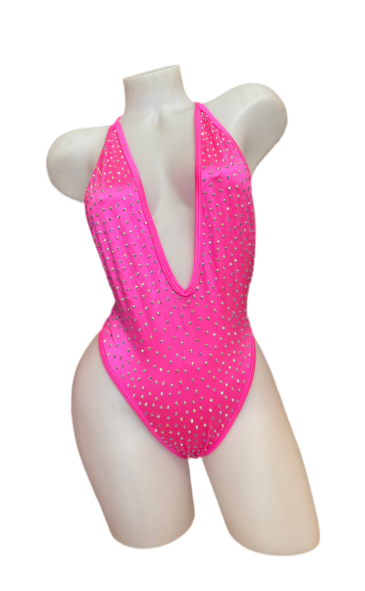 Rhinestone Bodysuit Neon Pink - Model Express Vancouver