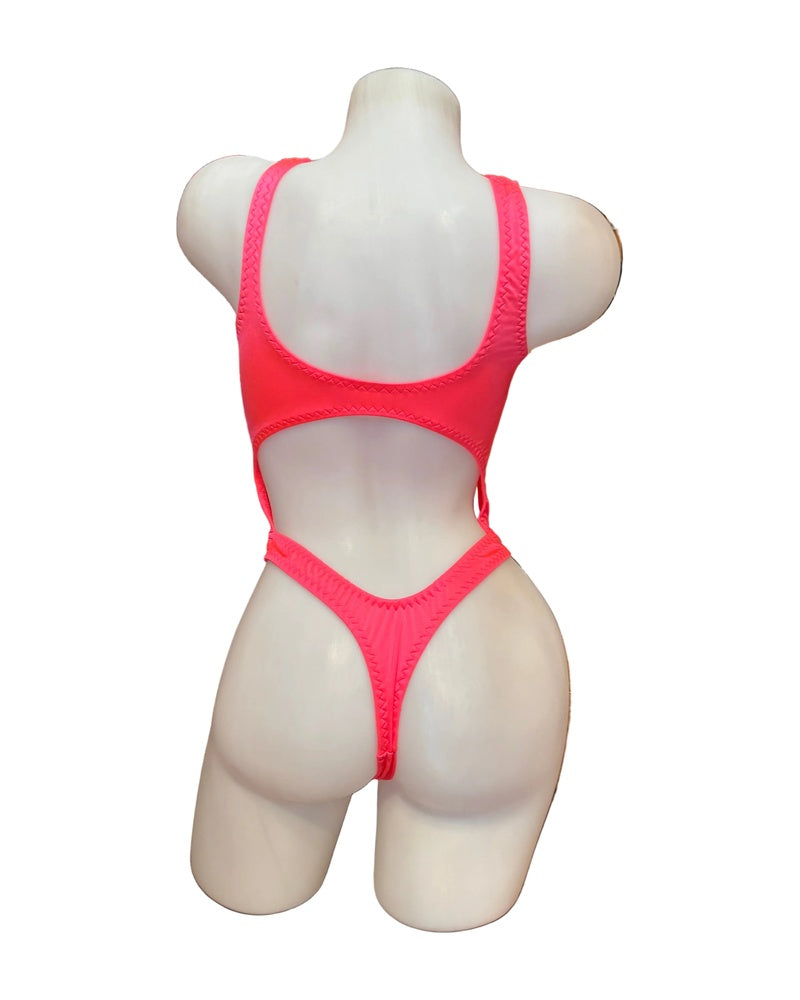 Bralette Top Thong Back Bodysuit Coral - Model Express Vancouver