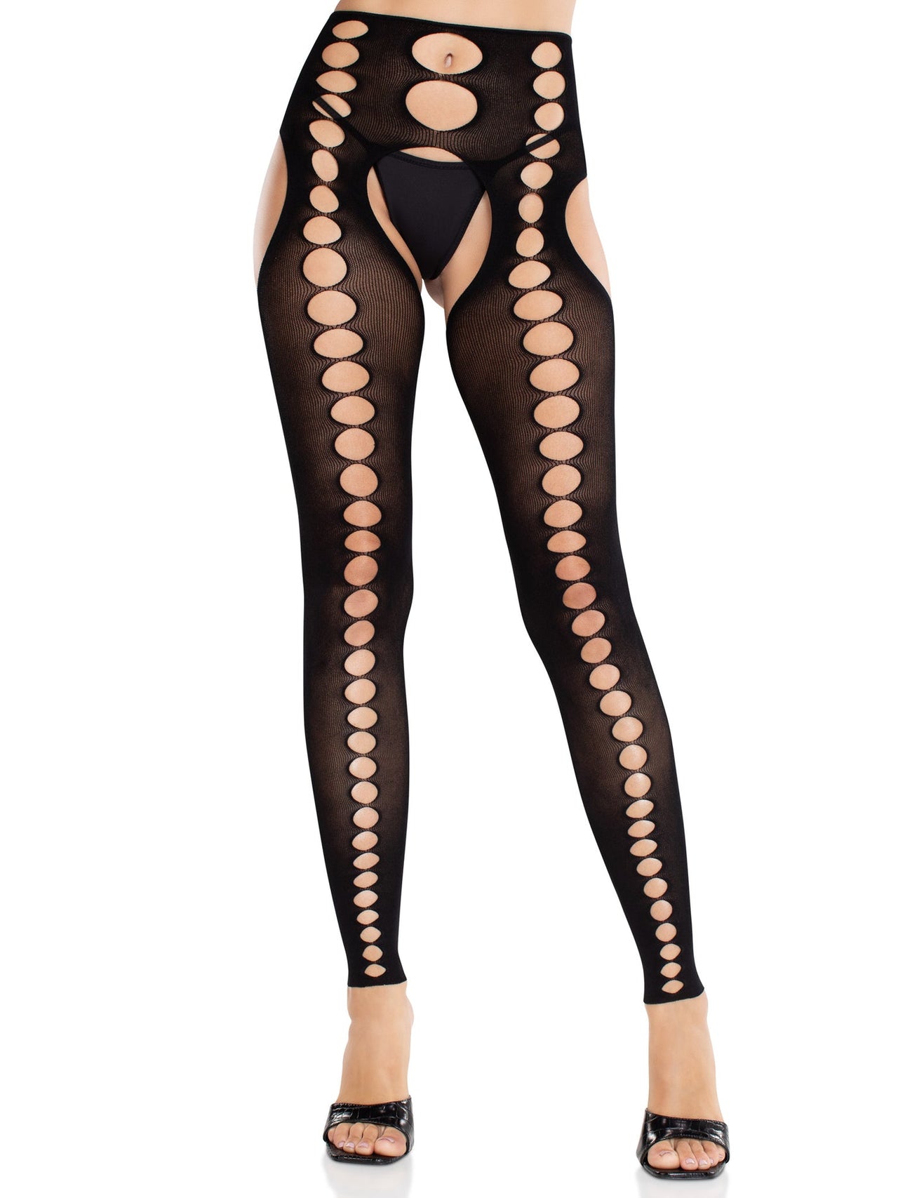 Opaque Cut-Out Footless Suspender Hose Black - Model Express Vancouver