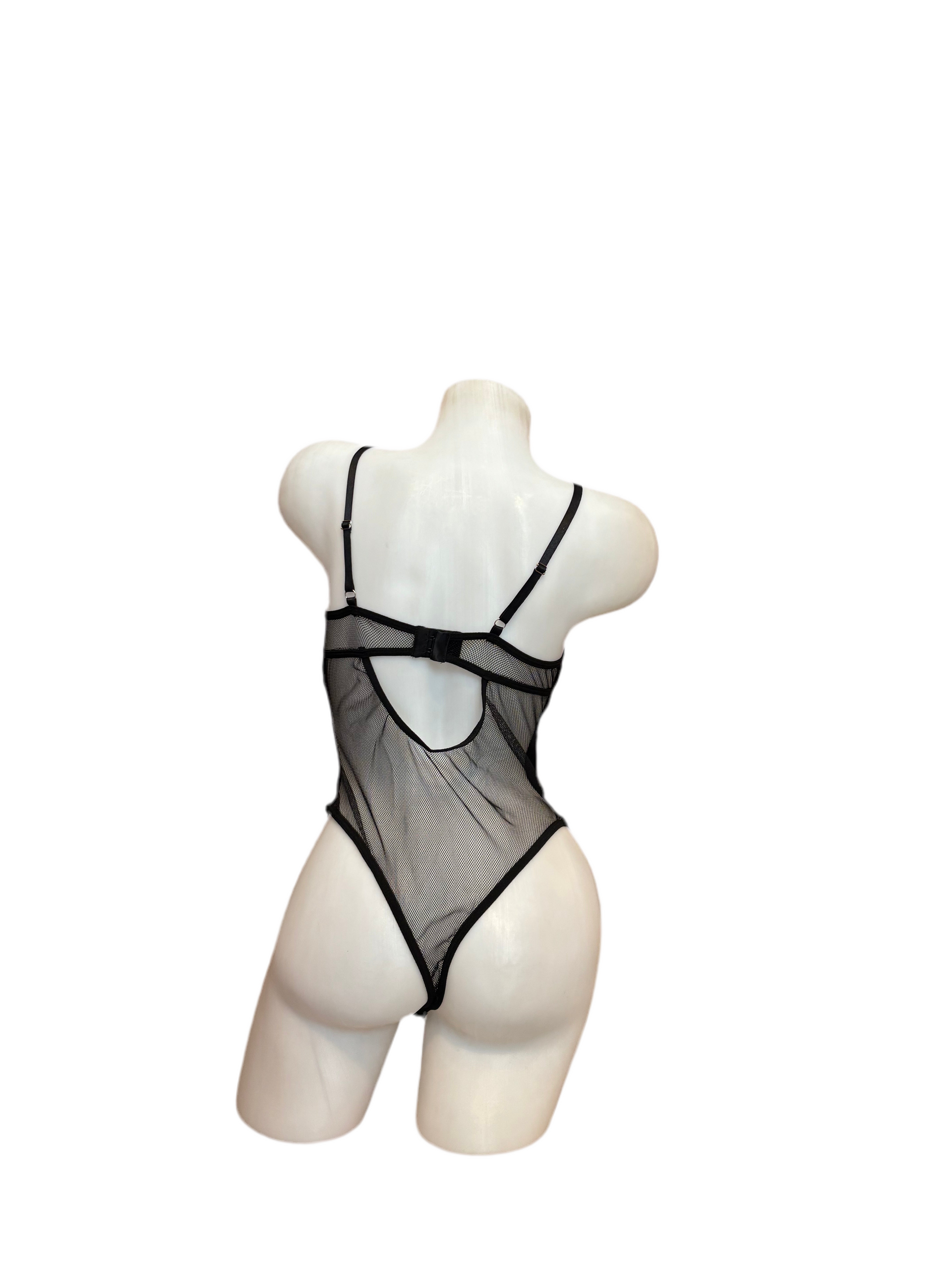 Fishnet and Wet Look Corset Front Bodysuit - Model Express Vancouver