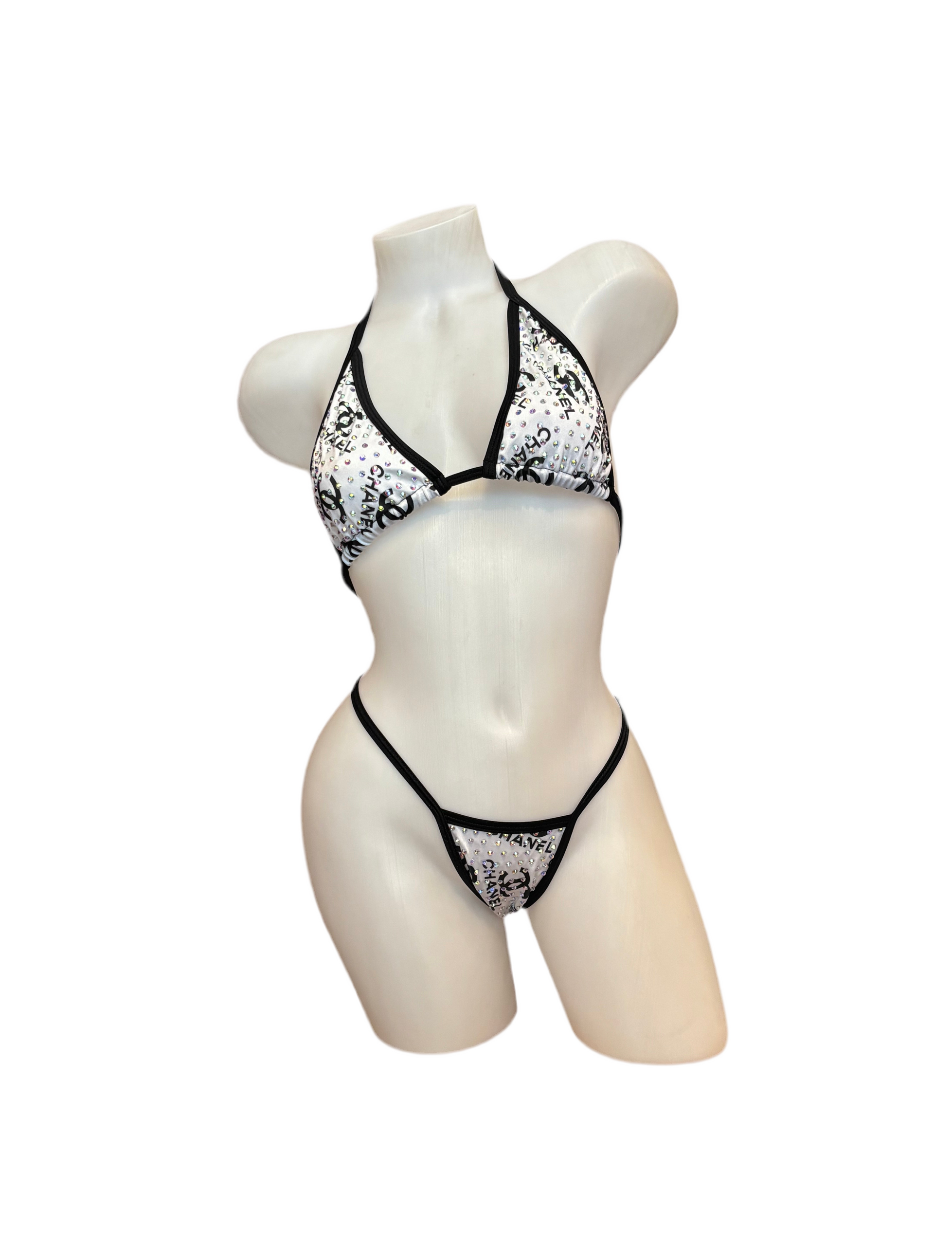 Rhinestone Bikini Design White/Black - Model Express Vancouver