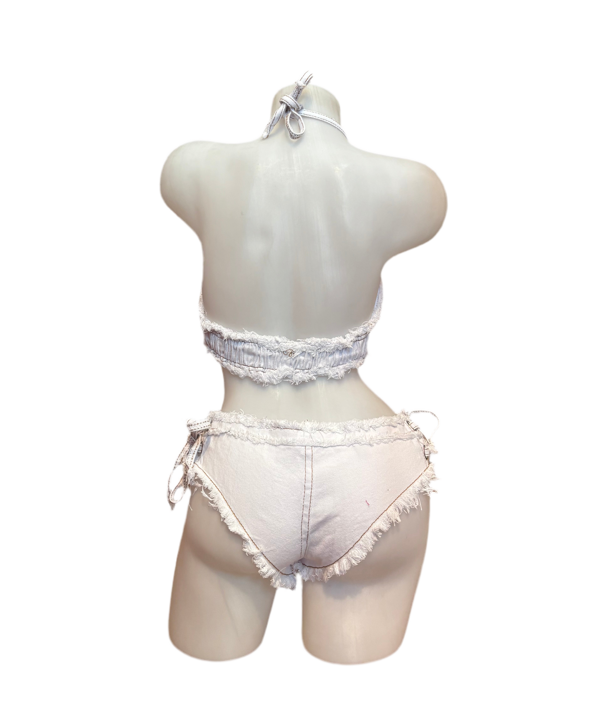 Denim Top and Short Set - White - Model Express Vancouver