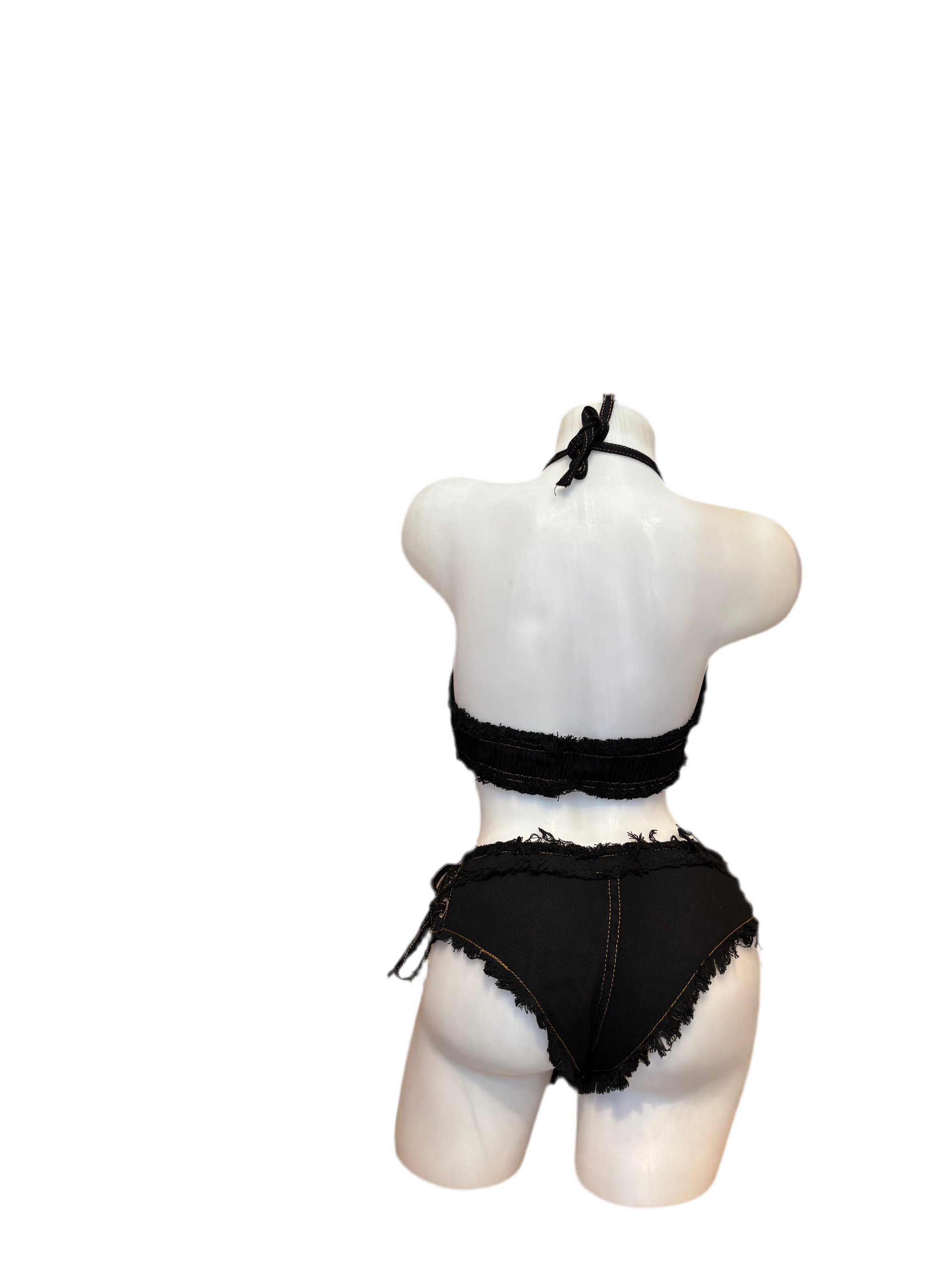 Denim Top and Short Set - Black - Model Express Vancouver