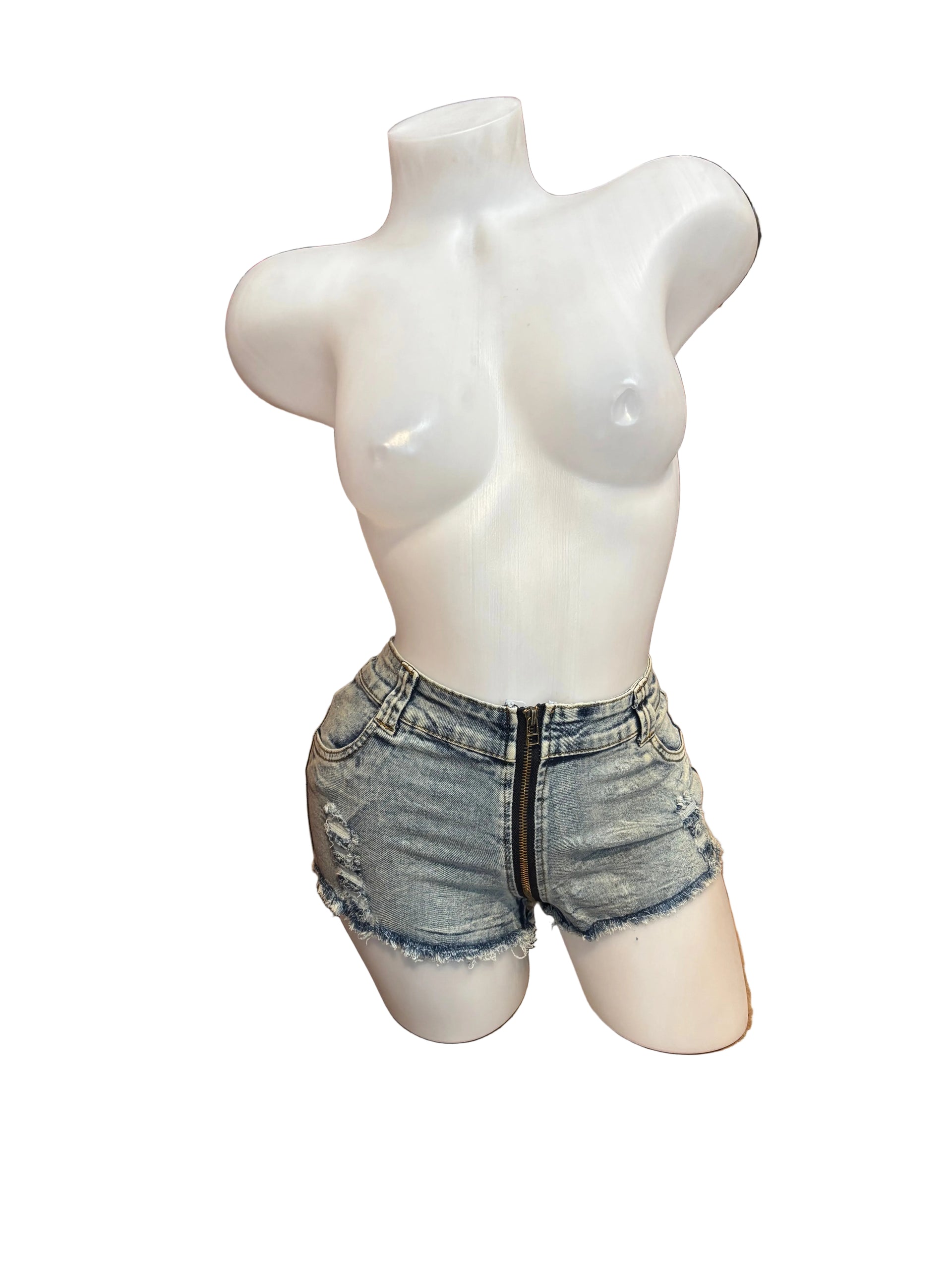 Full Zipper Denim Booty Shorts - Model Express Vancouver