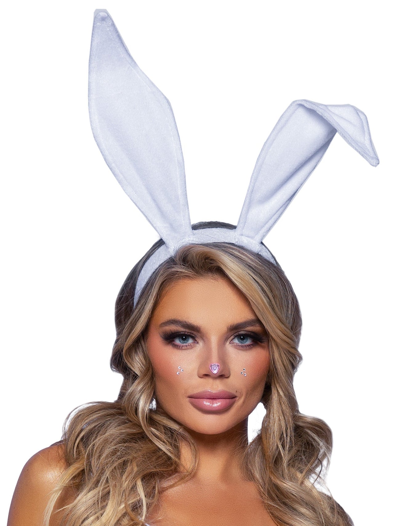 Velvet Bunny Ears Headband White
