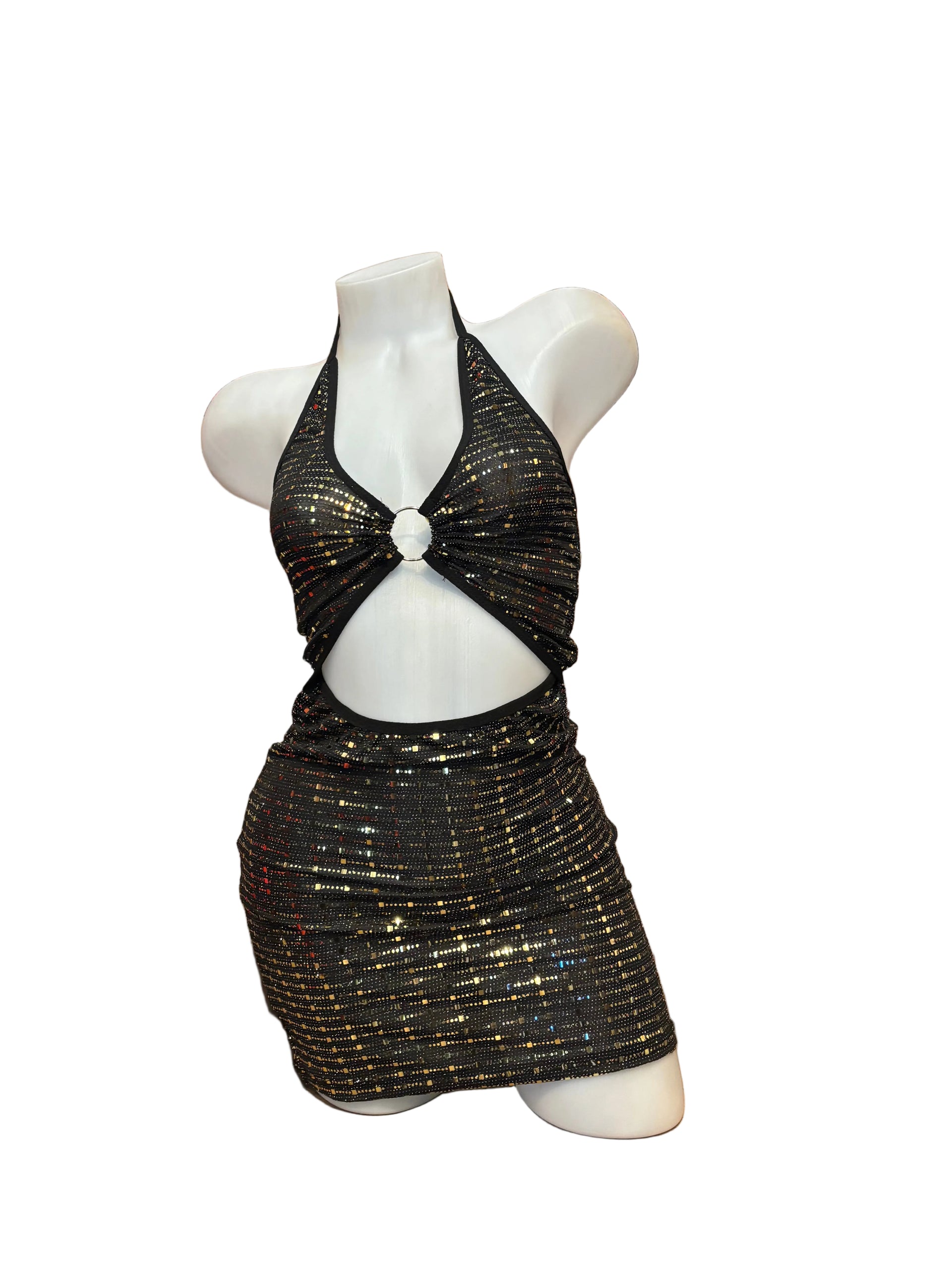 Gold Disco Ball Halter Dress - Model Express Vancouver