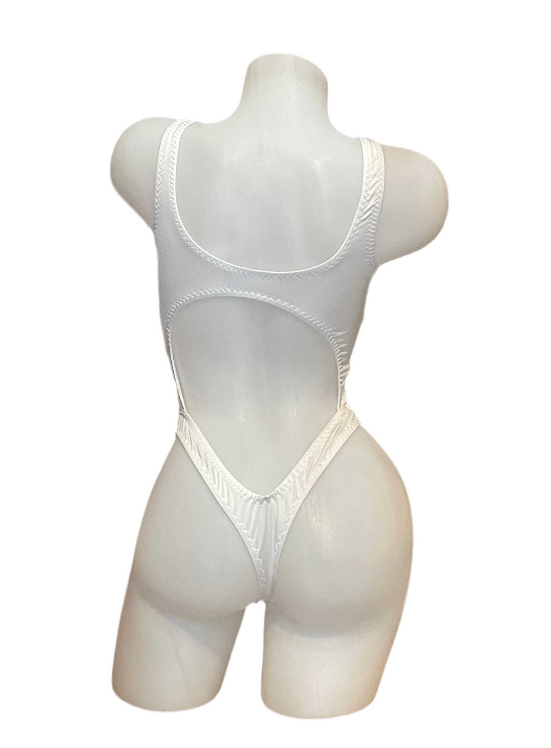 Rhinestone Detail Bandeau Bodysuit White - Model Express Vancouver