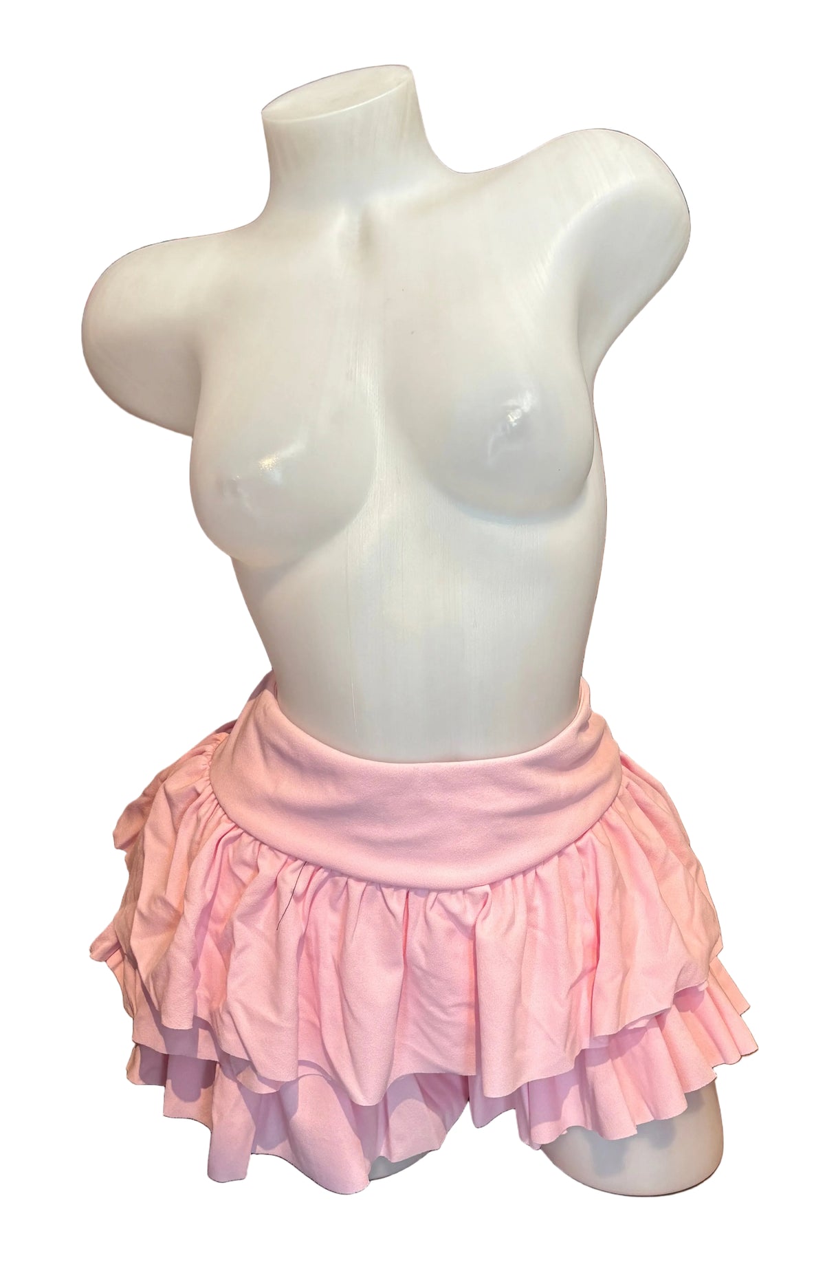 Ruffle Satin Shorts Baby Pink