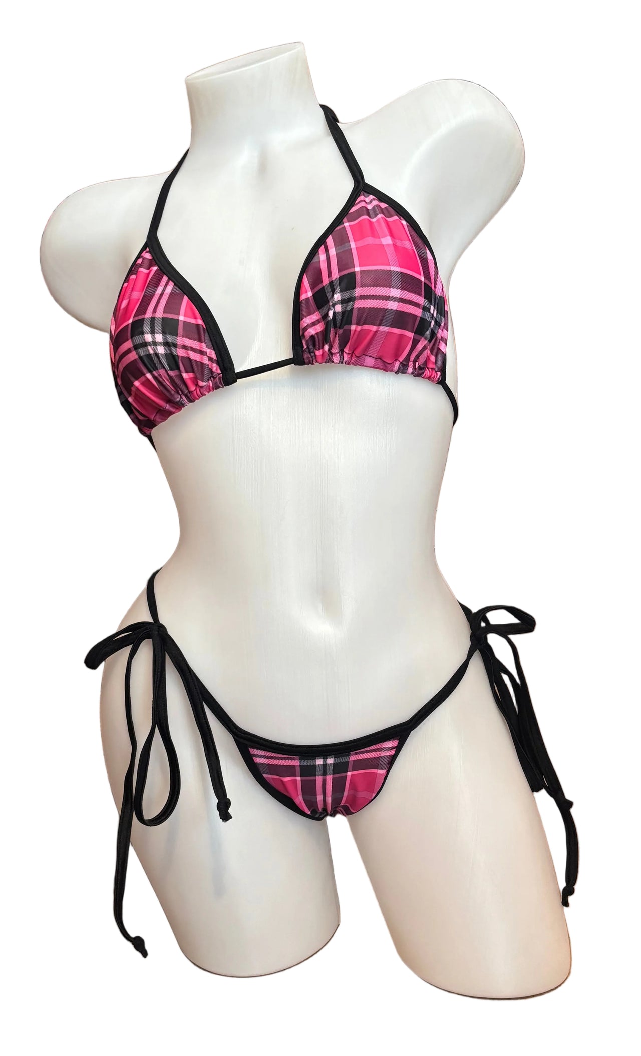 School Girl Bikini Top and Side Tie G-String Pink