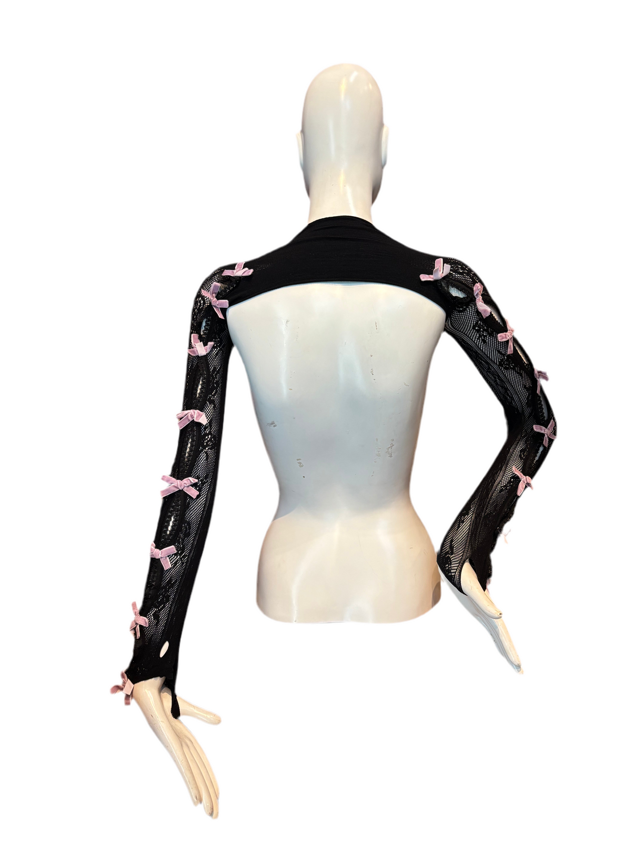 Lace Shrug Black/Purple Bow