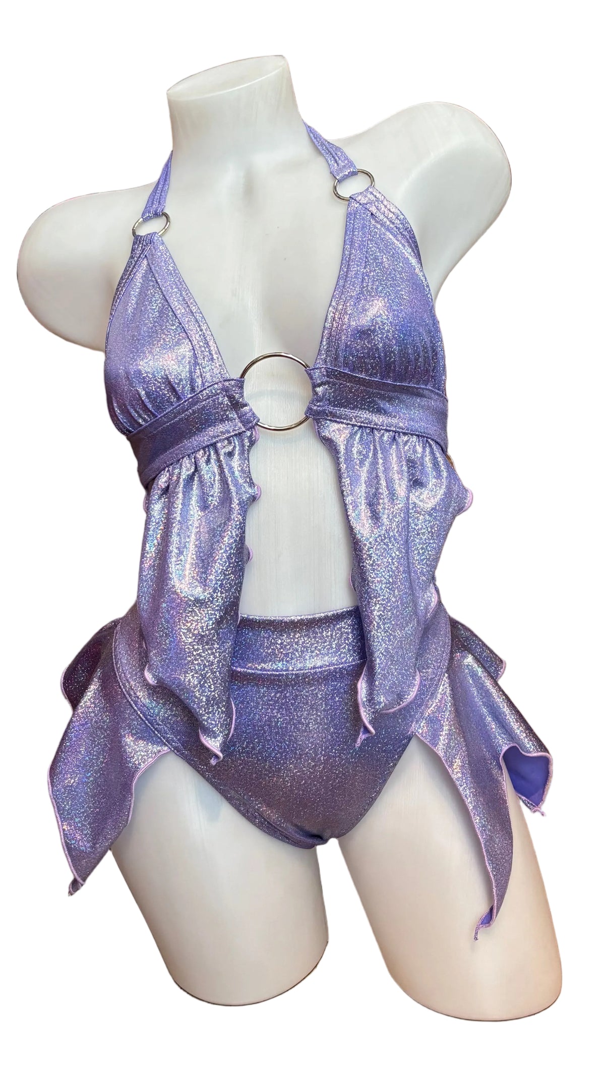Halter Ruffle Top and Ruffle High Waisted Bottom Set Lavender