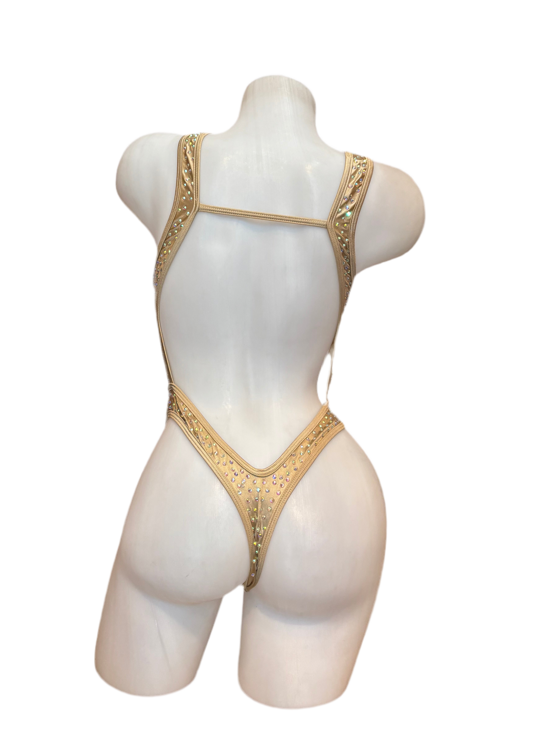 Rhinestone Bralette One Piece Champagne - INSTORE - Model Express Vancouver
