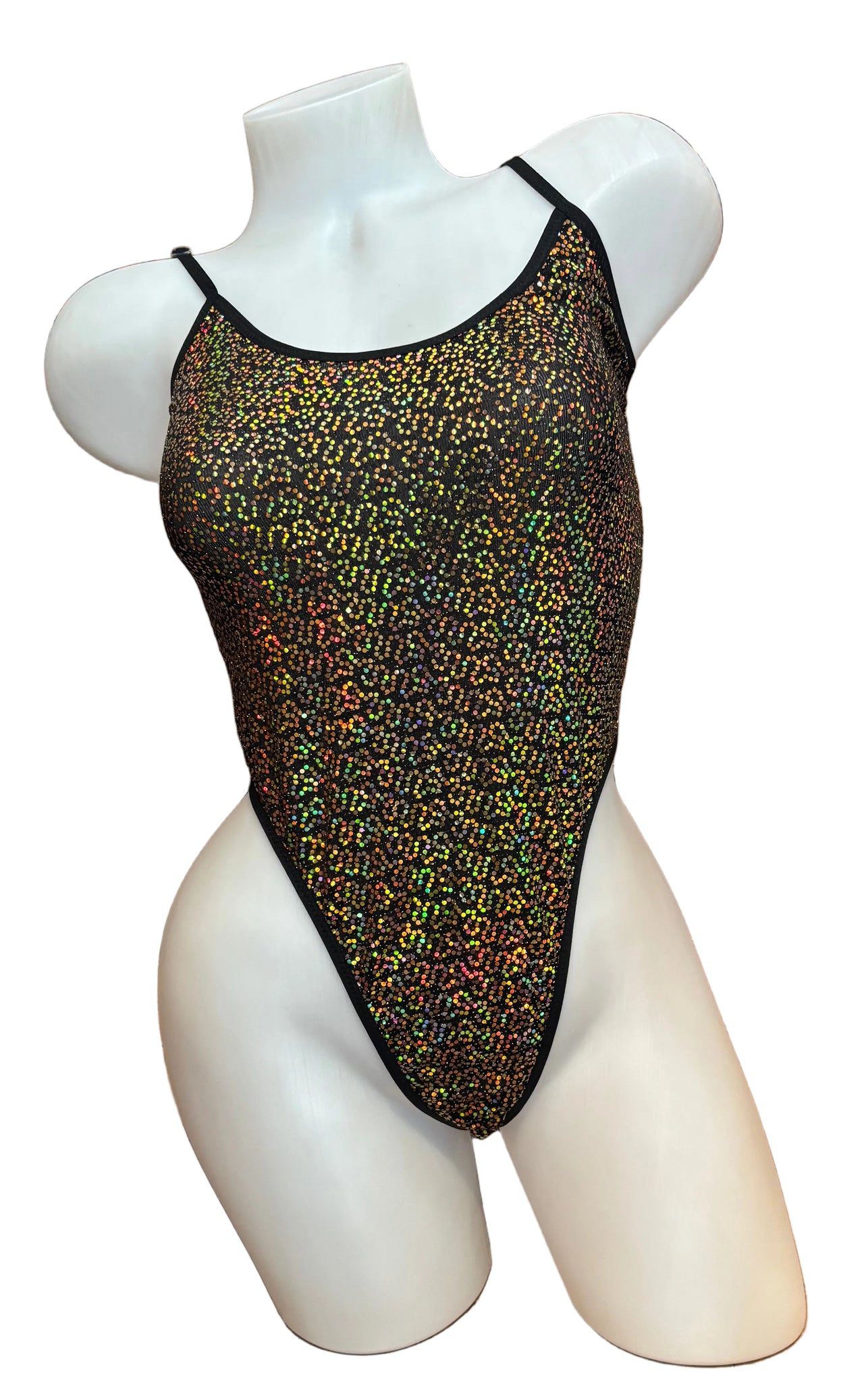 Glitter Metallic G-String Bodysuit - Gold