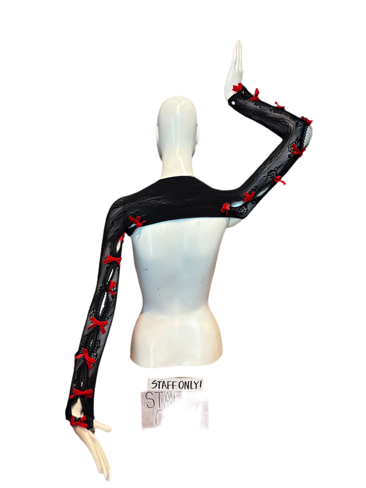 Lace Shrug Black/Red Bow