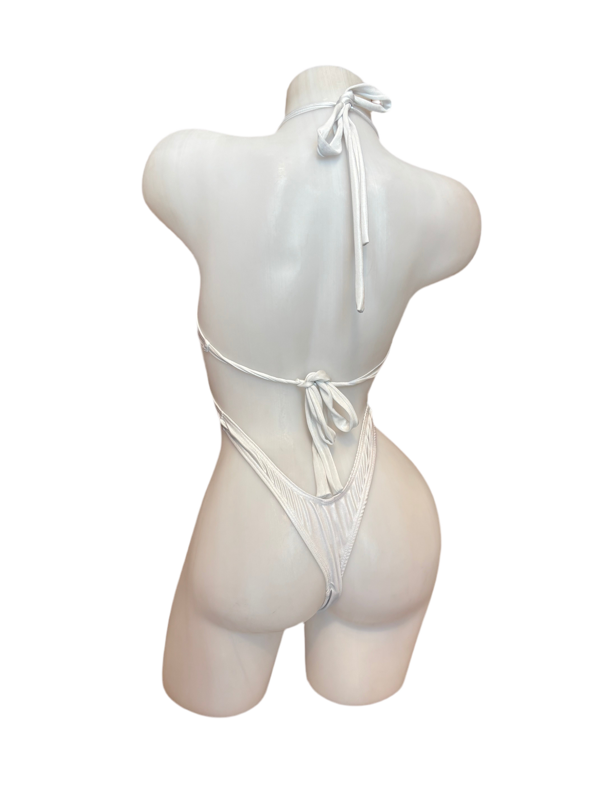 Front Lace Up Bodysuit - White - Model Express Vancouver