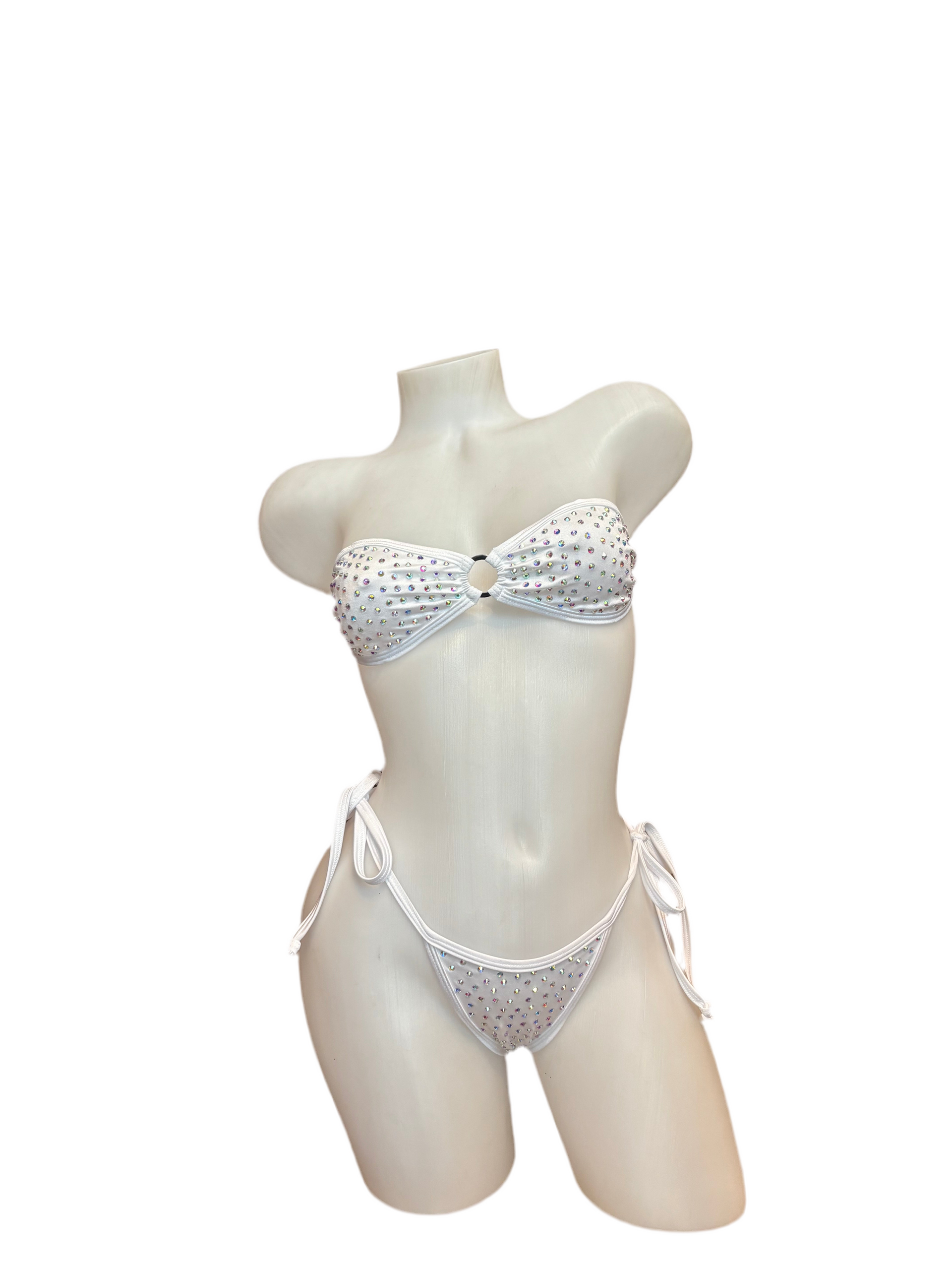 Rhinestone Tie Bandeau White - Model Express Vancouver