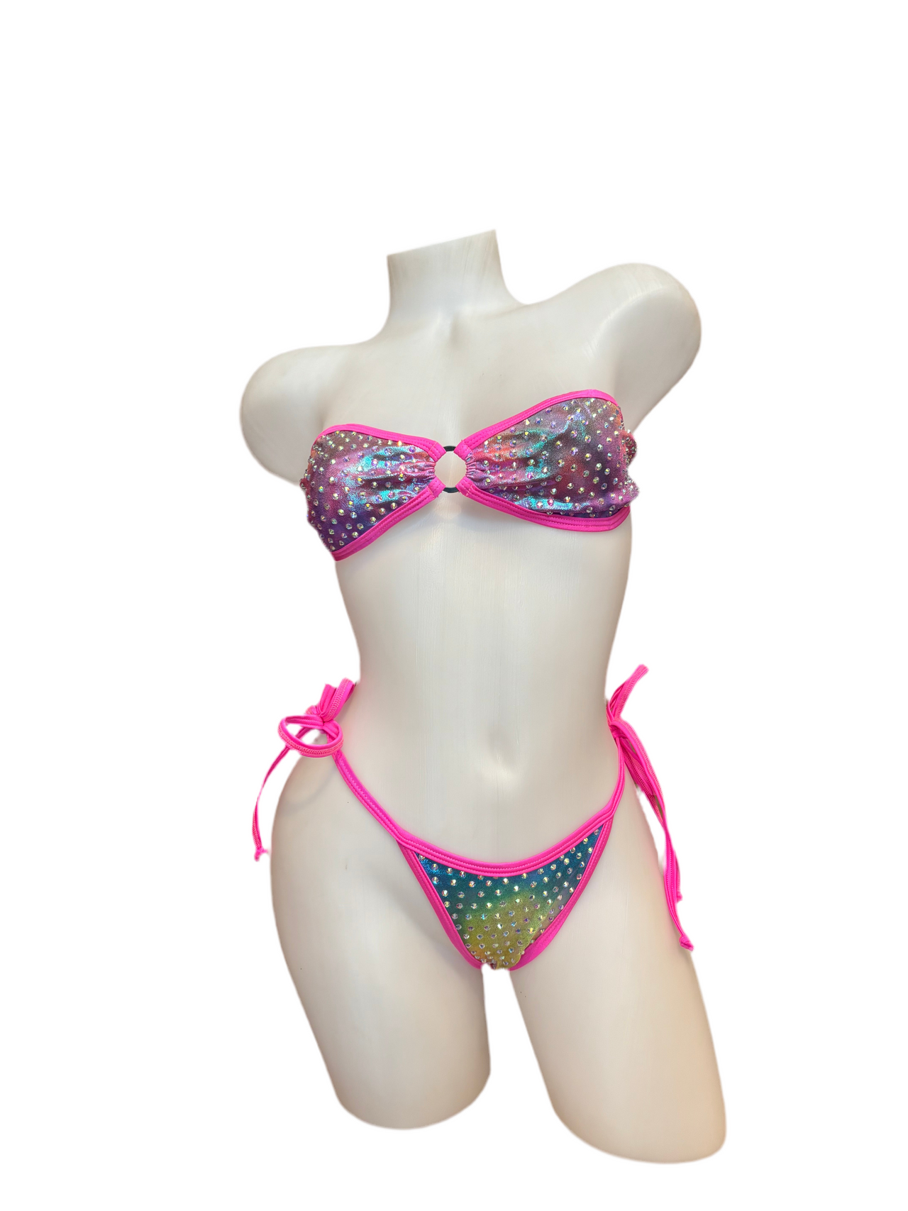 Rhinestone Tie Bandeau Metallic Rainbow Sherbert - Model Express Vancouver