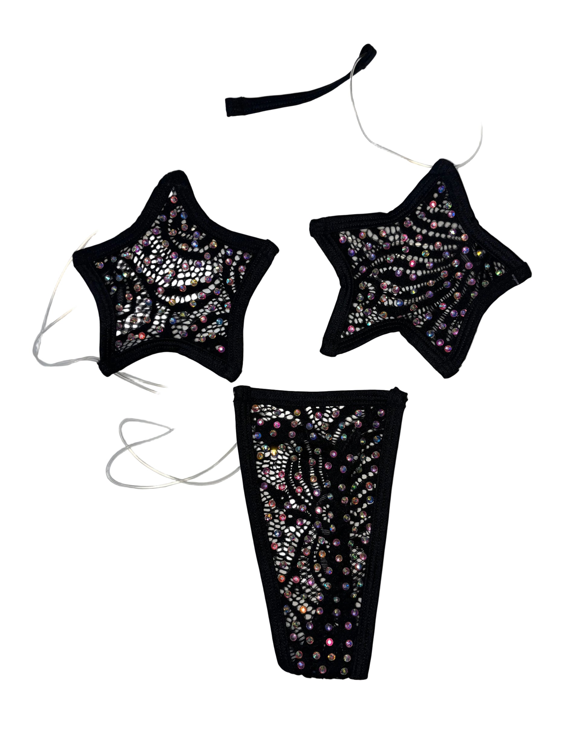 Rhinestone Star Bikini - Lace Black - Model Express Vancouver