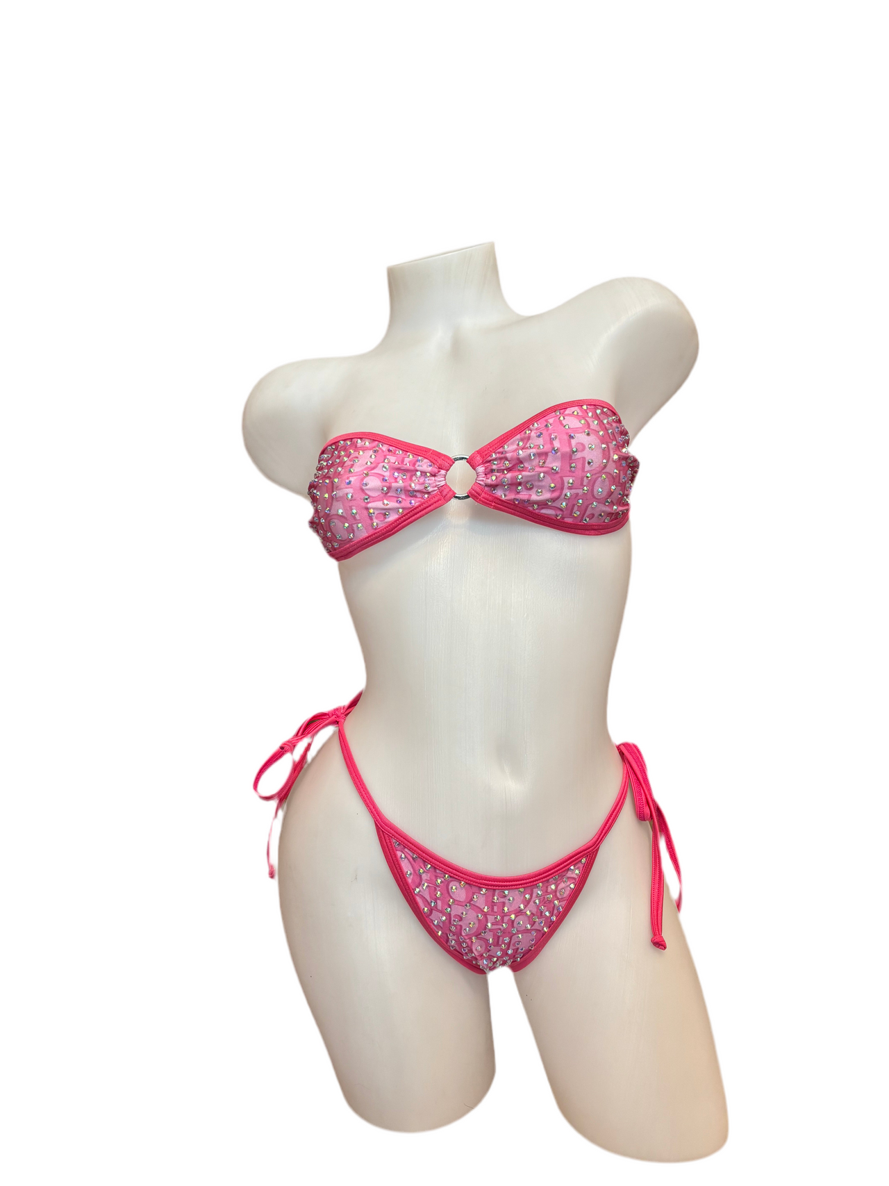 Rhinestone Tie Bandeau Design Pink - Model Express Vancouver