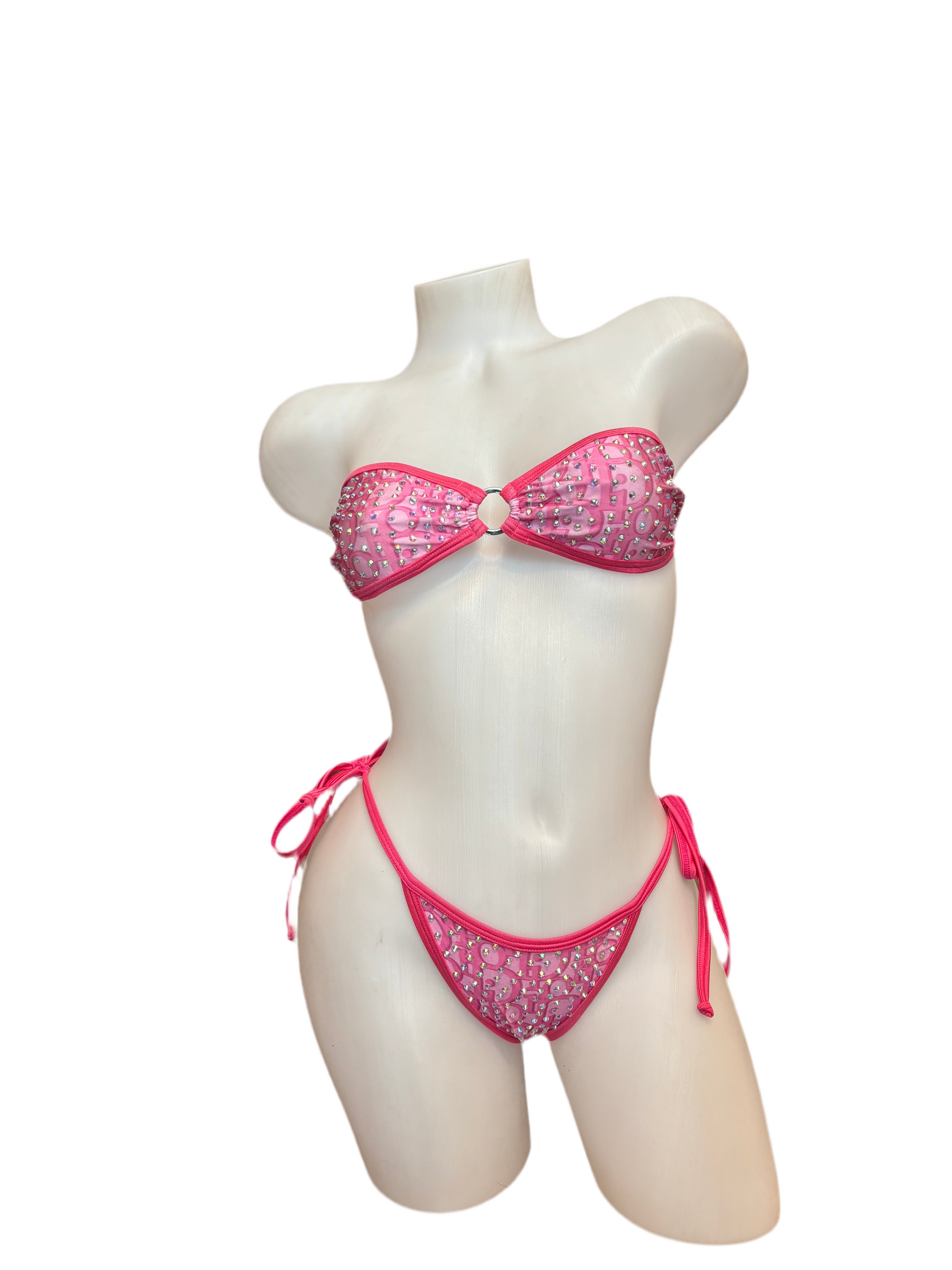 Rhinestone Tie Bandeau Design Pink - Model Express Vancouver