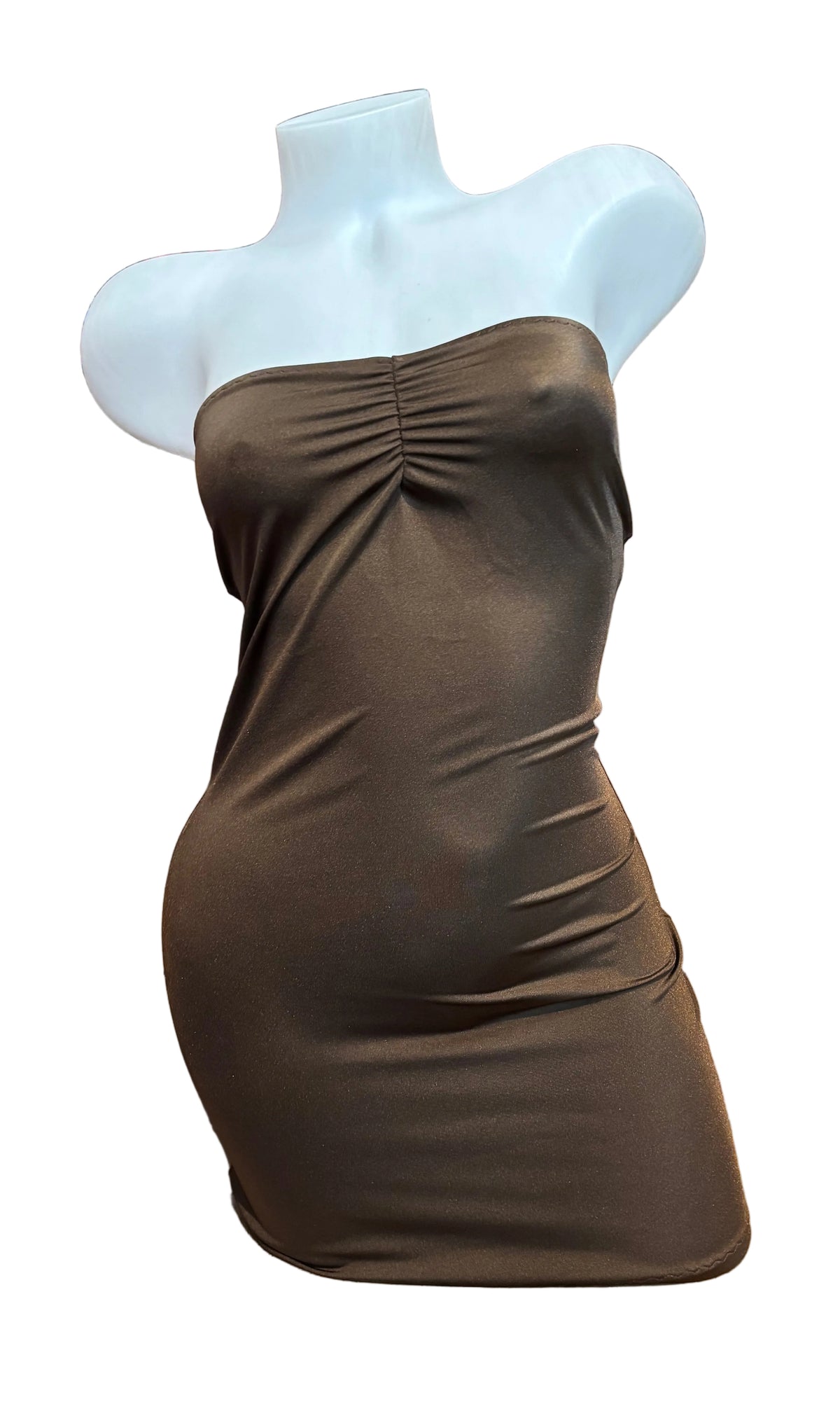 Ruched Tube Dress Brown