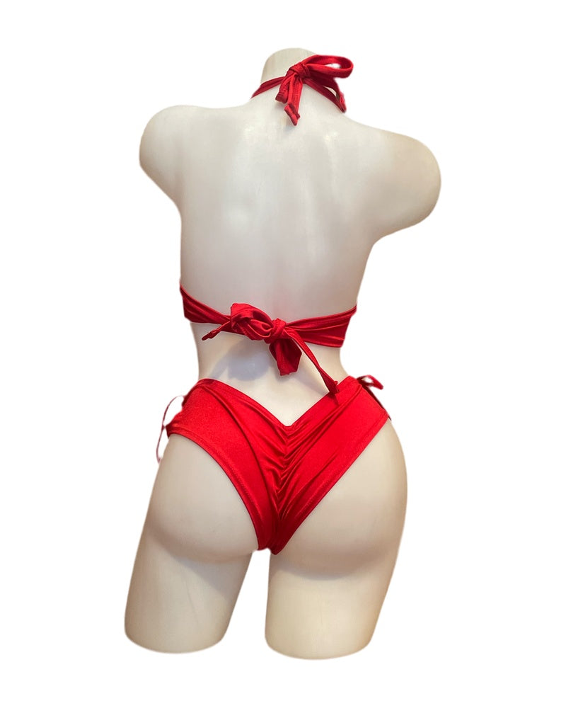 Lace Up Halter Top and Short Set Red - Model Express Vancouver