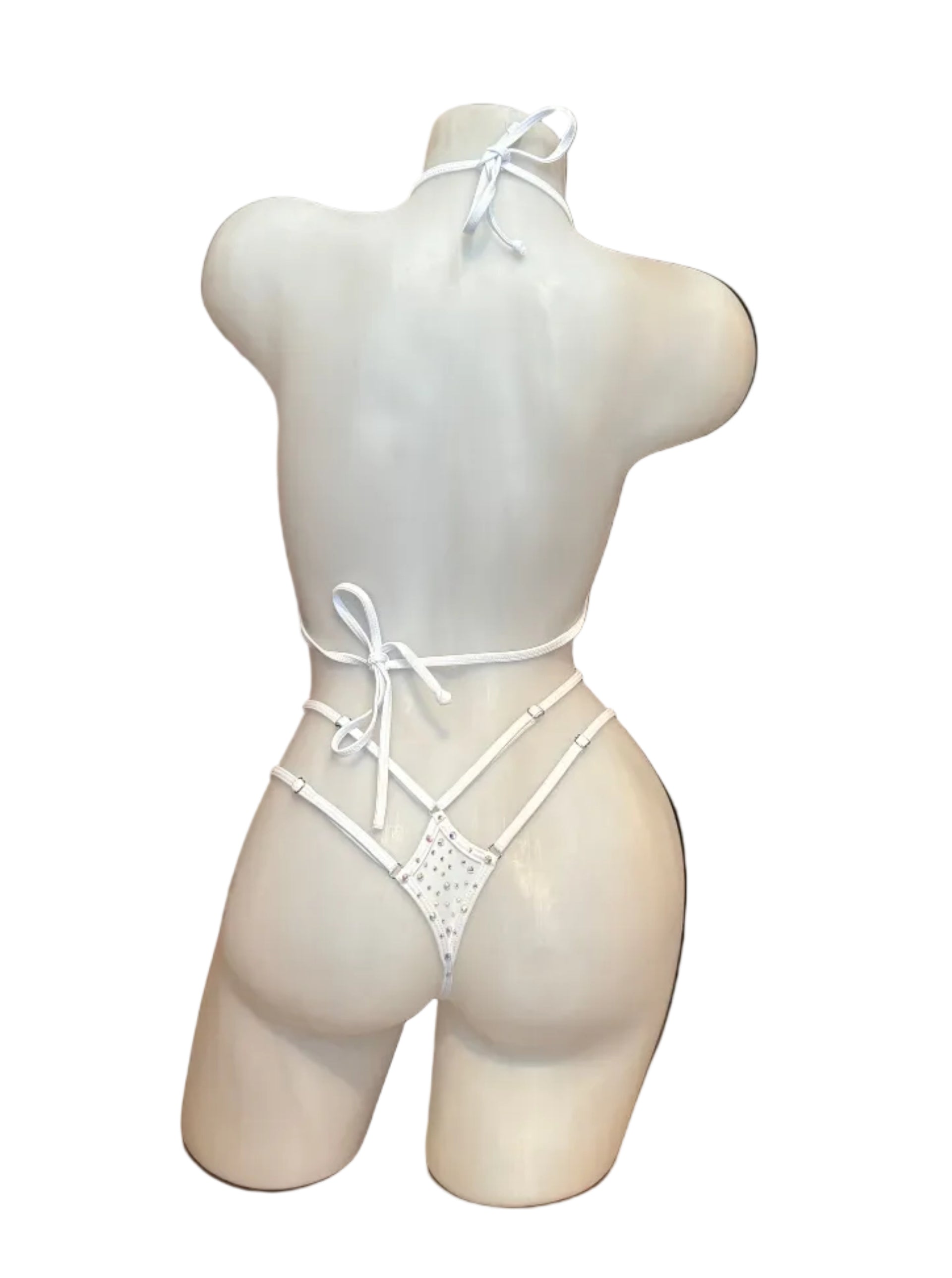 Crystal Diamond Cut Bikini Set White - Model Express Vancouver