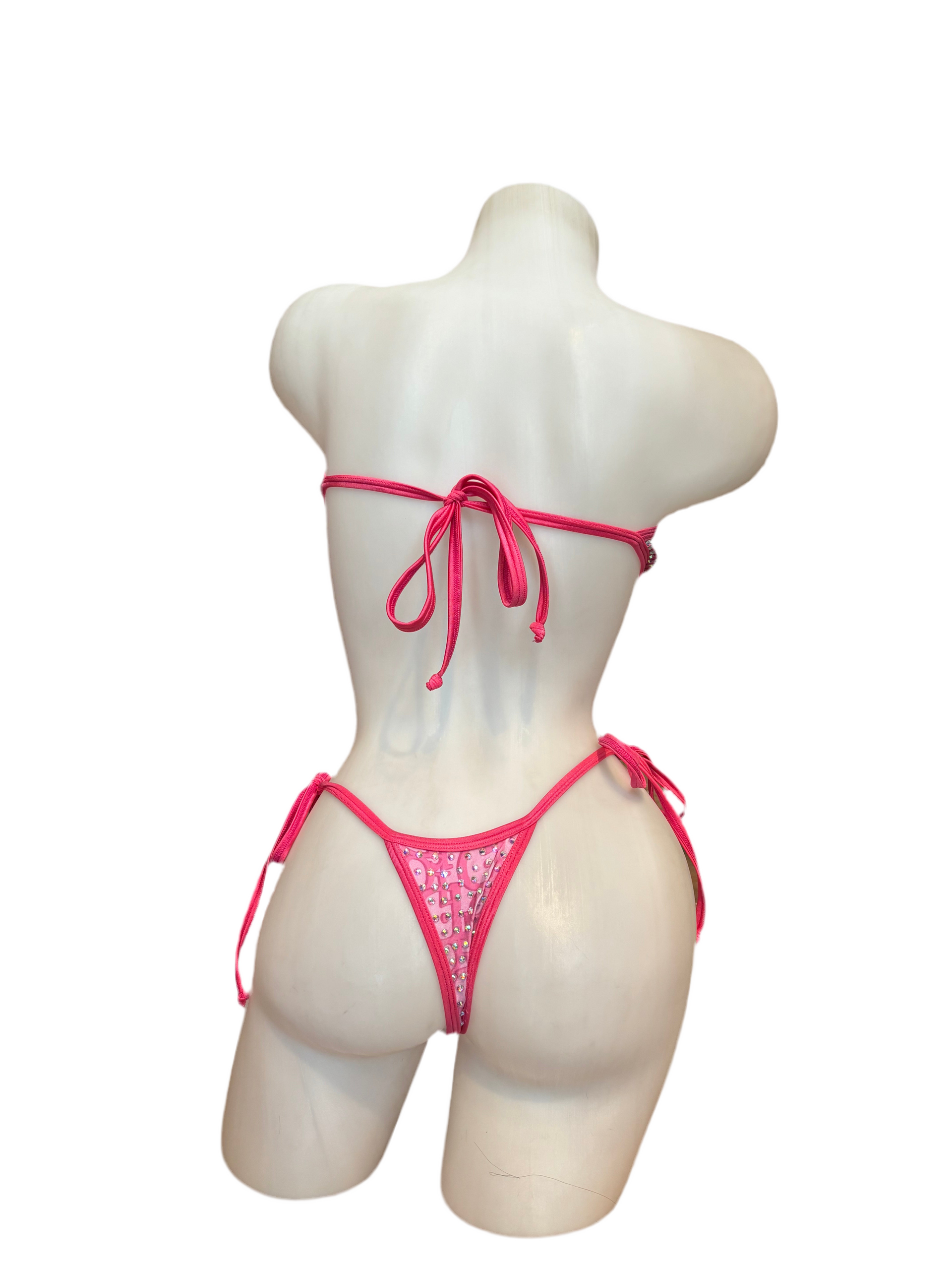 Rhinestone Tie Bandeau Design Pink - Model Express Vancouver