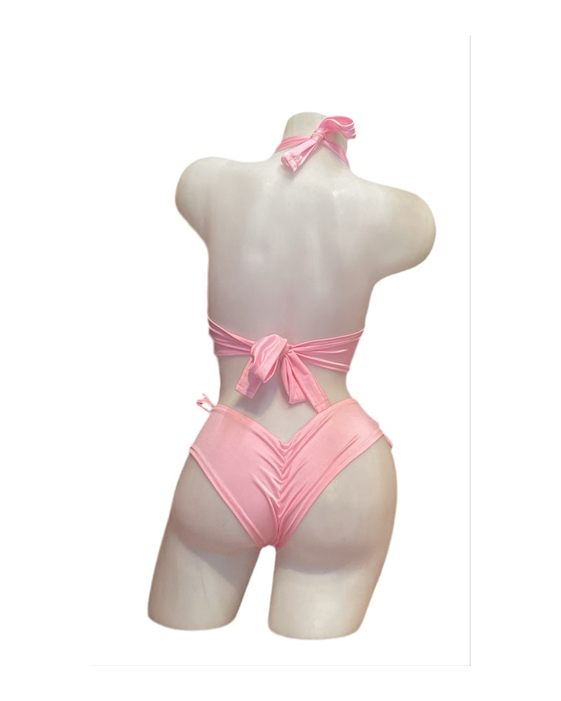 Lace Up Halter Top and Short Set Baby Pink - Model Express Vancouver