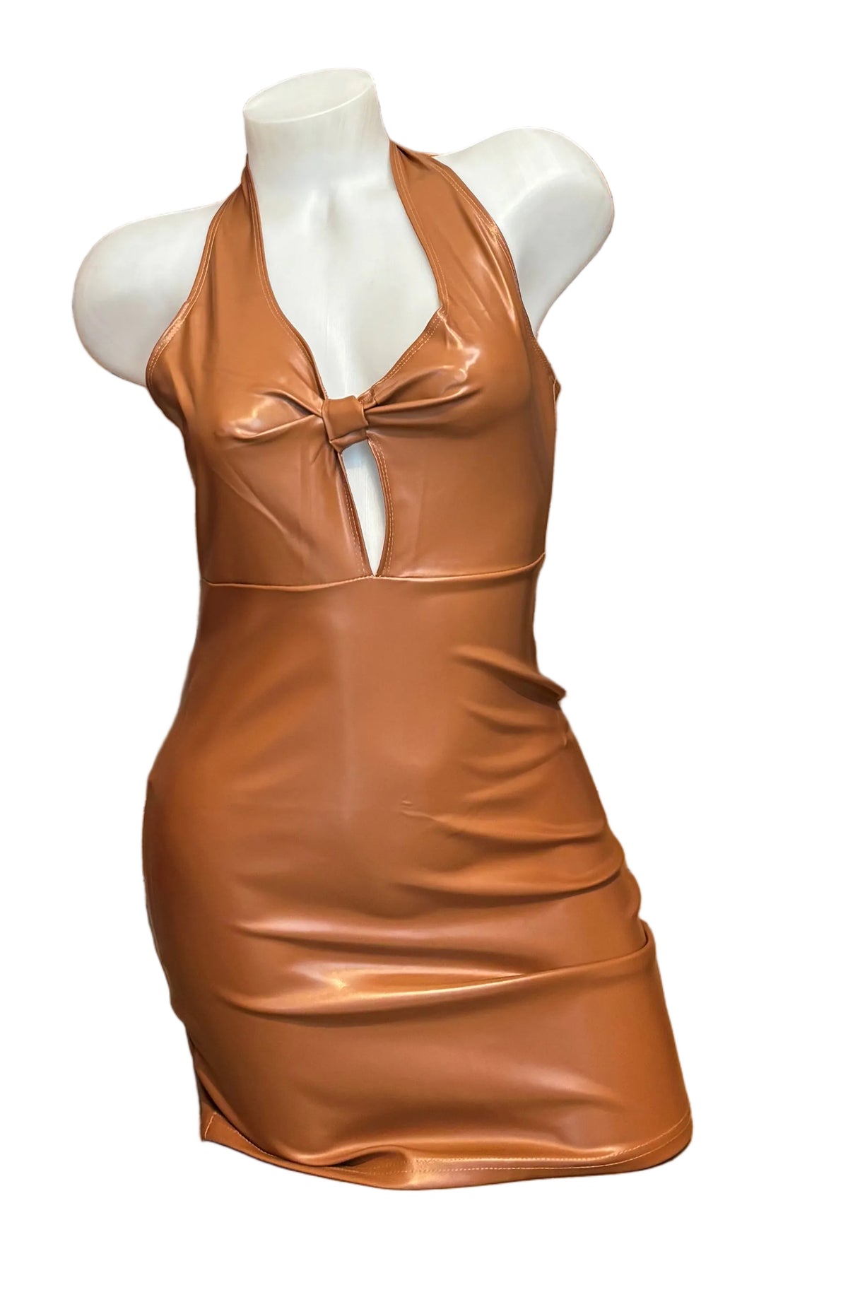 Caramel Wet Look Dress