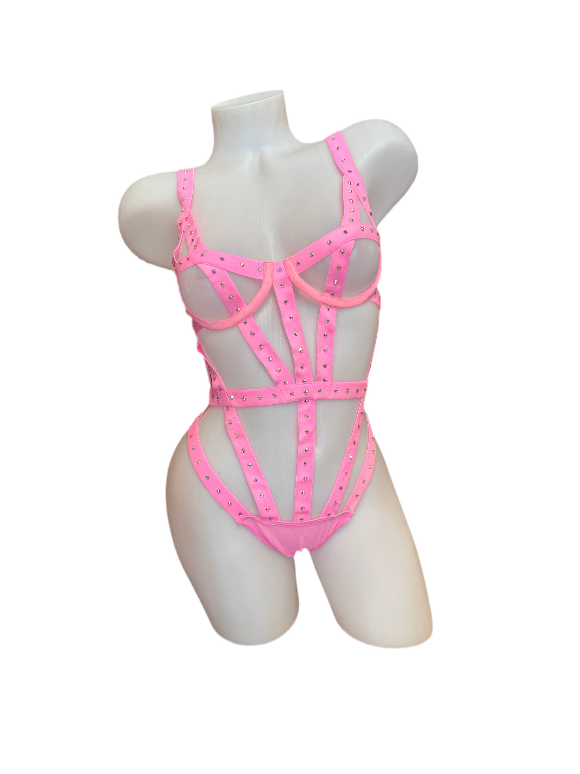 Crystal Bondage Teddy Set Baby Pink - Model Express Vancouver