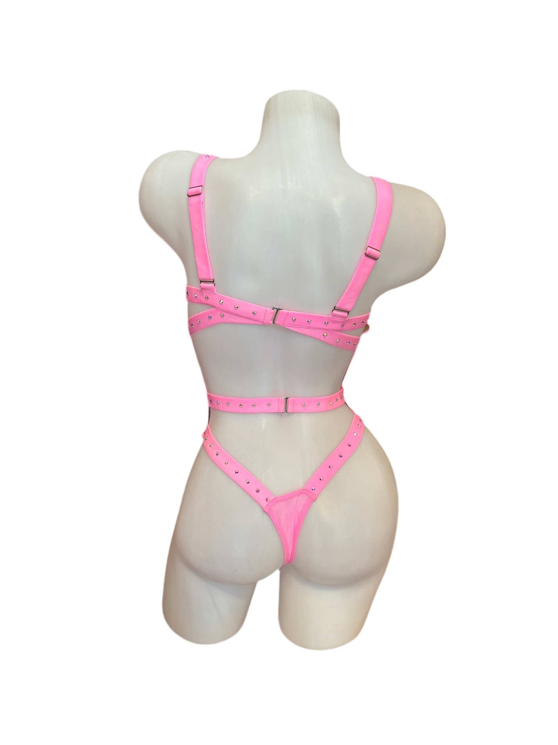 Crystal Bondage Teddy Set Baby Pink - Model Express Vancouver