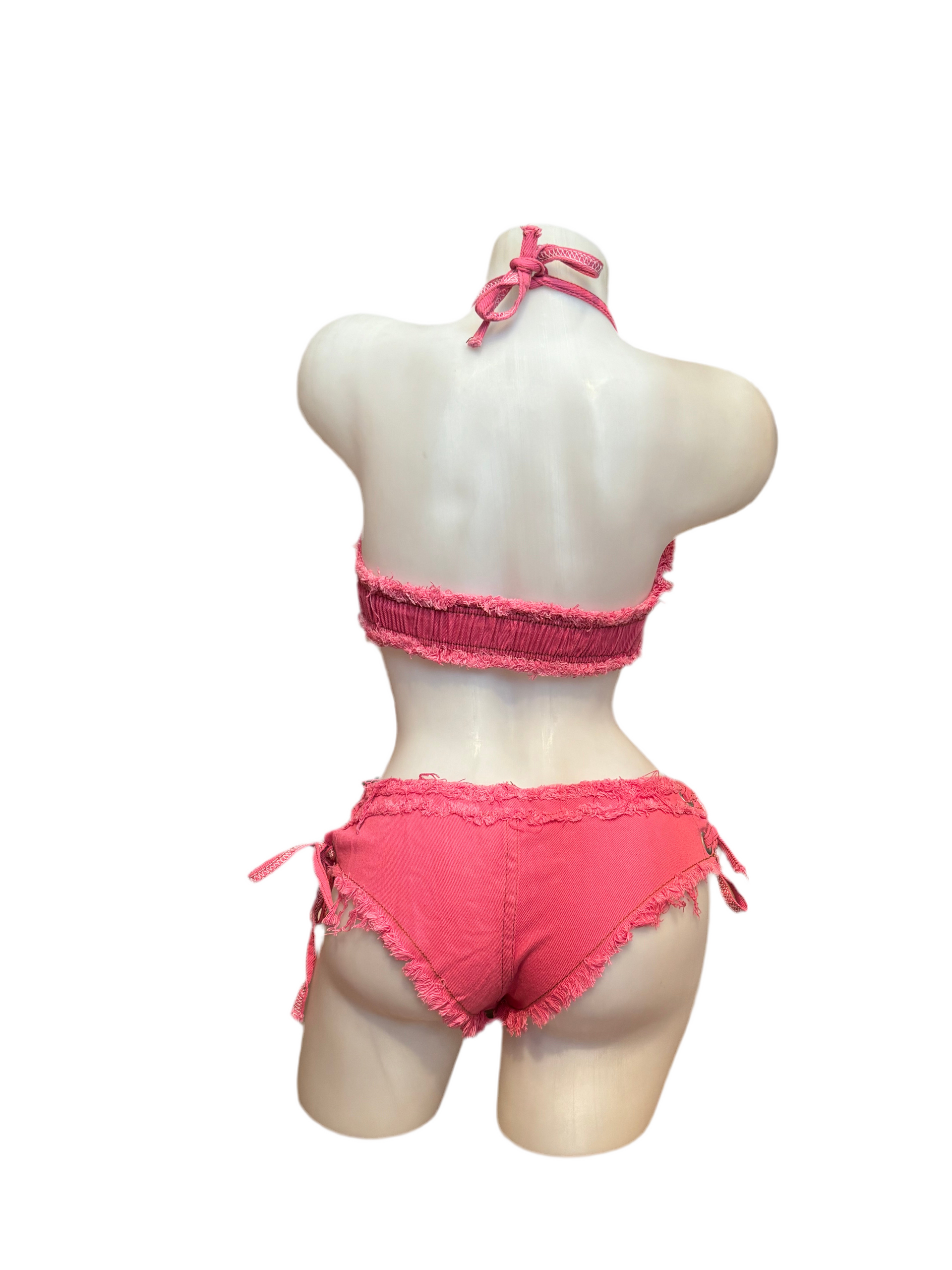 Denim Top and Short Set - Pink - Model Express Vancouver
